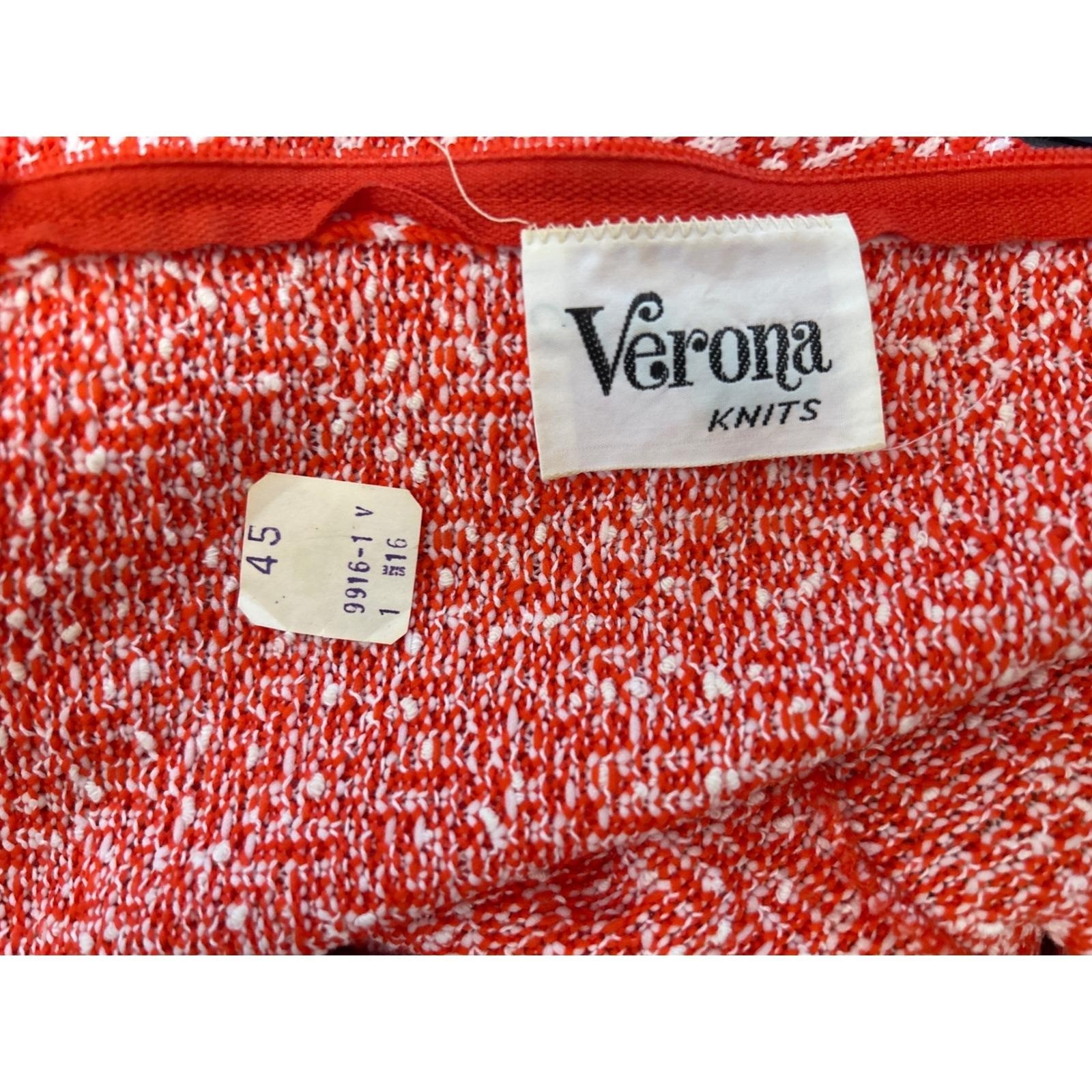 Vintage 60s Verona Knit Mod Dress Red White Boucle Belted Jackie O Style Chic