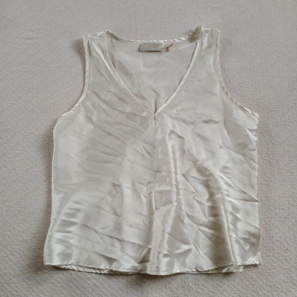victorias secret gold label vintage satin tank top medium silky neutral y2k