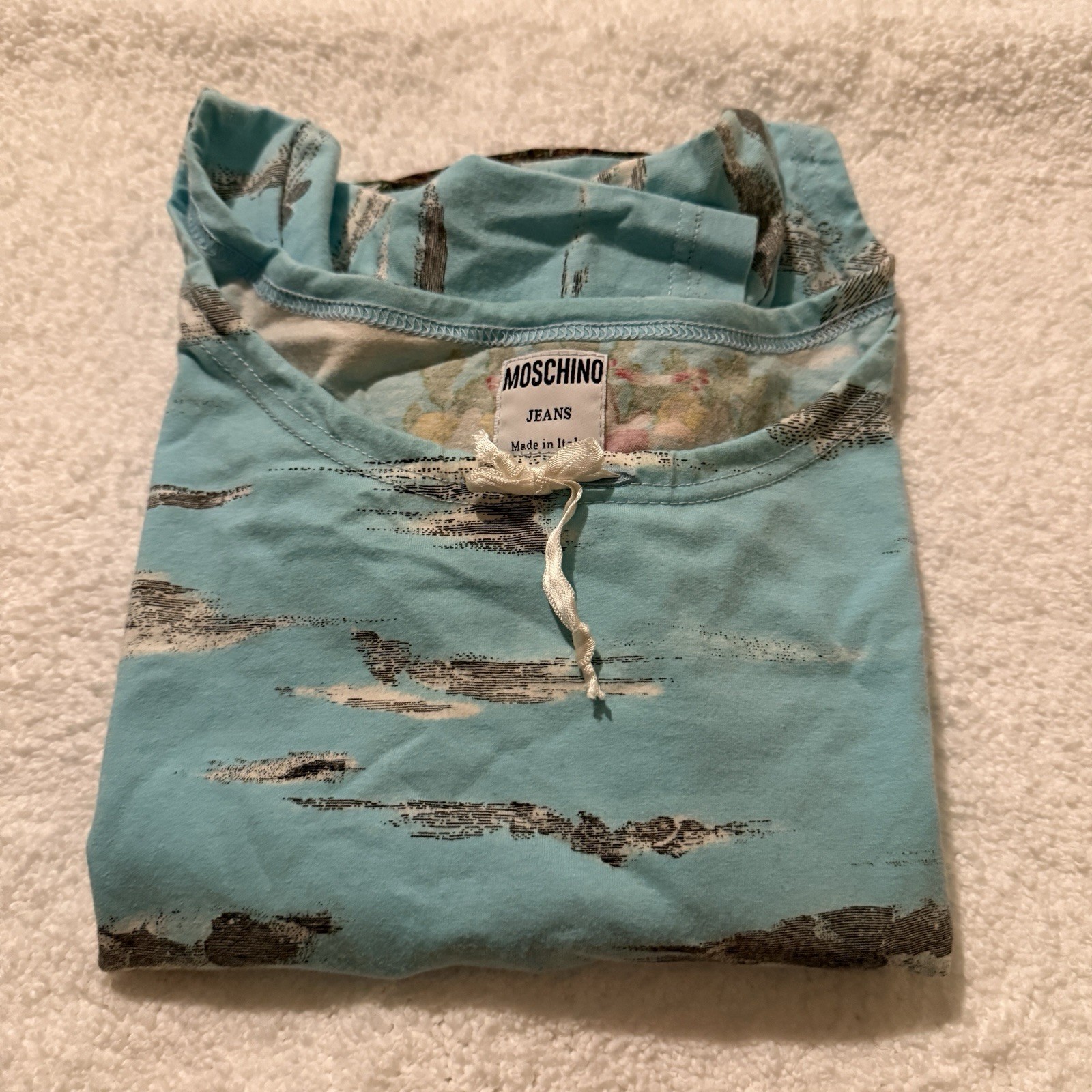 RARE Vintage Y2K Moschino Jeans „Cloud and Tree” Women’s Tee Size IT 48 US 10
