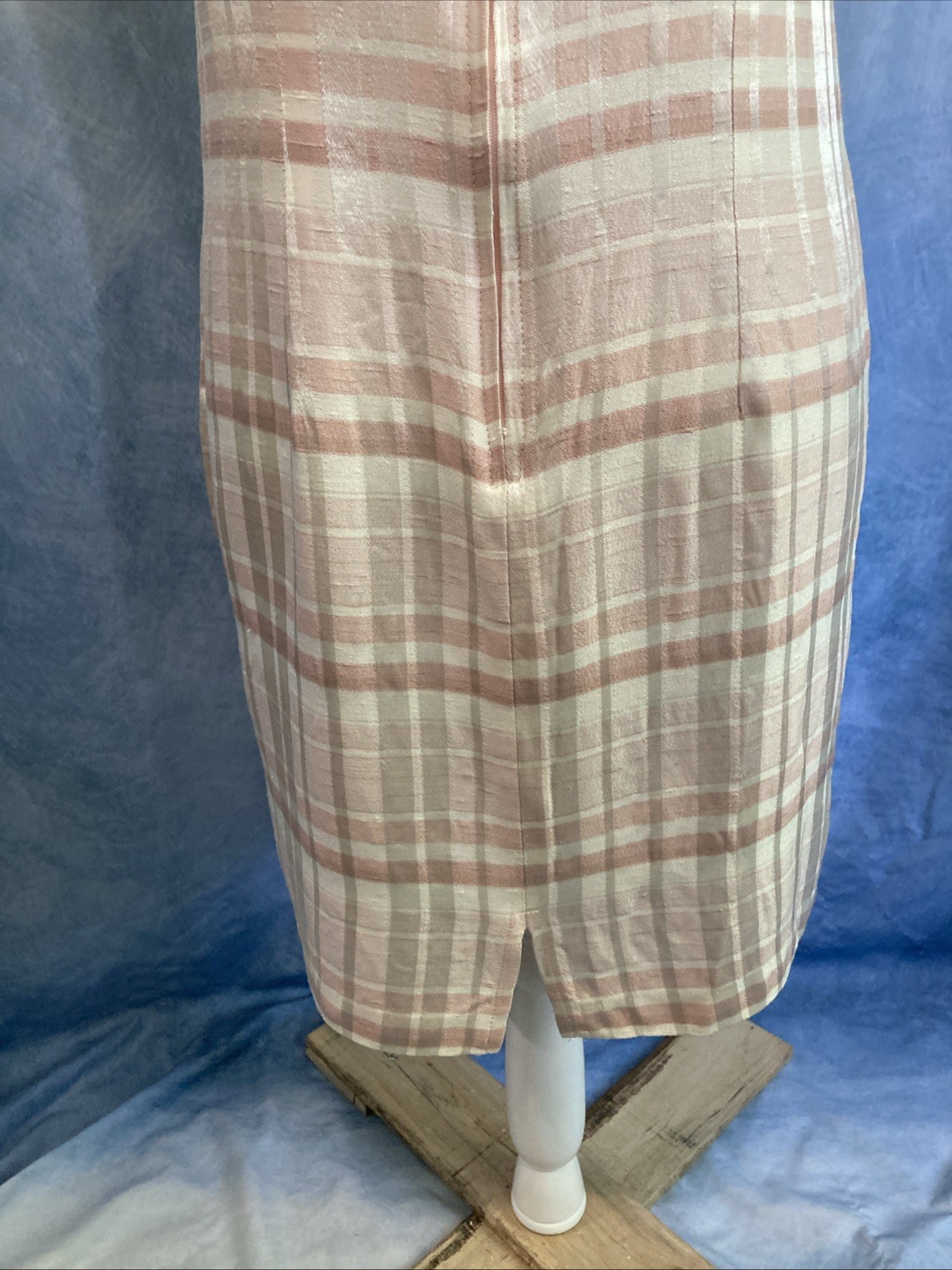 Vtg 90s Does 60s Casual Corner Annex Plaid Shift Dress Petite 8P Pink Mod Retro