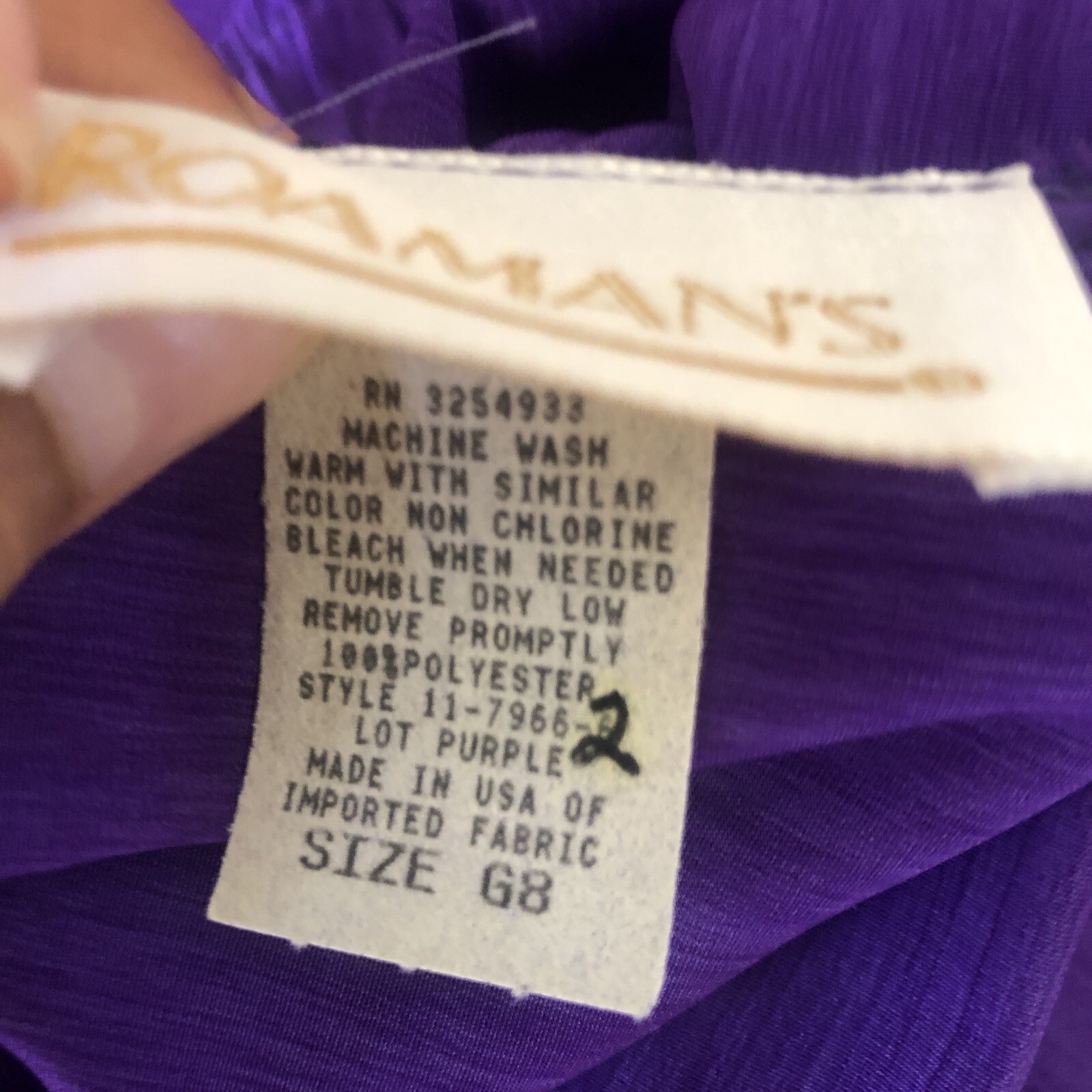 Vintage ROMAN’S Purple Bermuda and Blouse Set 1980-1990 Size A4 & G8 (Medium)