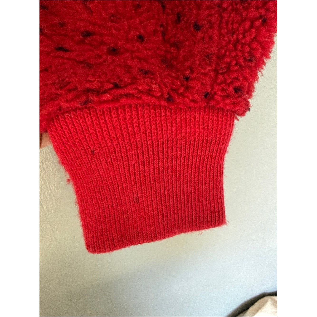 Vintage LL Bean Red Polka Dot Sherpa Fleece Jacket – Deep Pile Bomber Size M