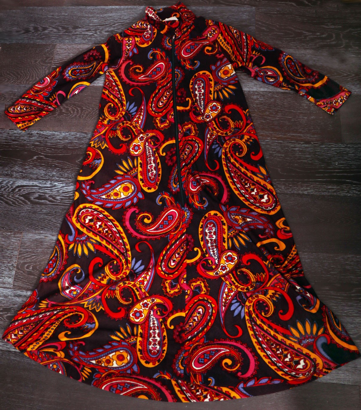 60’s Paisley Long Lounge Kaftan House Dress vintage hippie Psychedelic ROBE