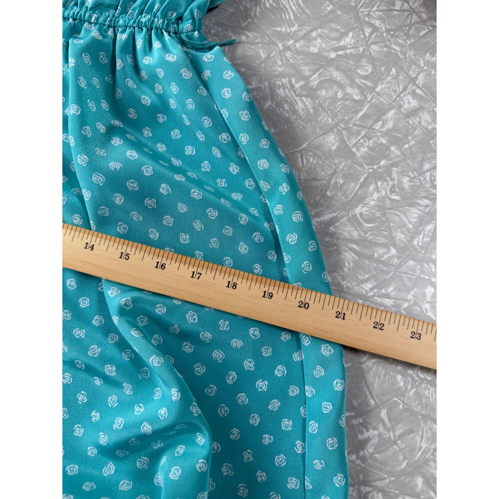 Pellini Petites Von Bramlett Vintage 80s Teal Rose Floral Midi Dress 9/10 USA