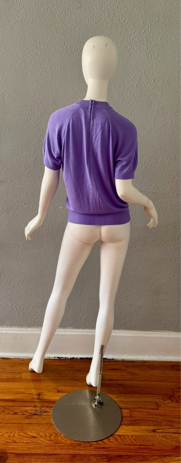 Vintage 70s Lavender Purple Mock Knit Pullover Sweater Top S