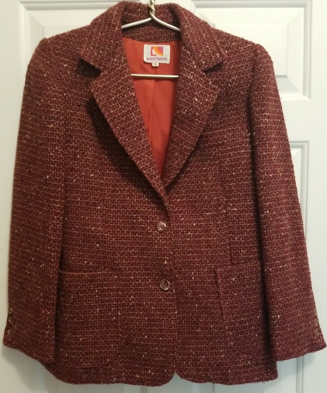 Vintage 80’s PAUL HARRIS 2 Button Blazer Jacket ~ Burgundy Plum Wool ~ 11