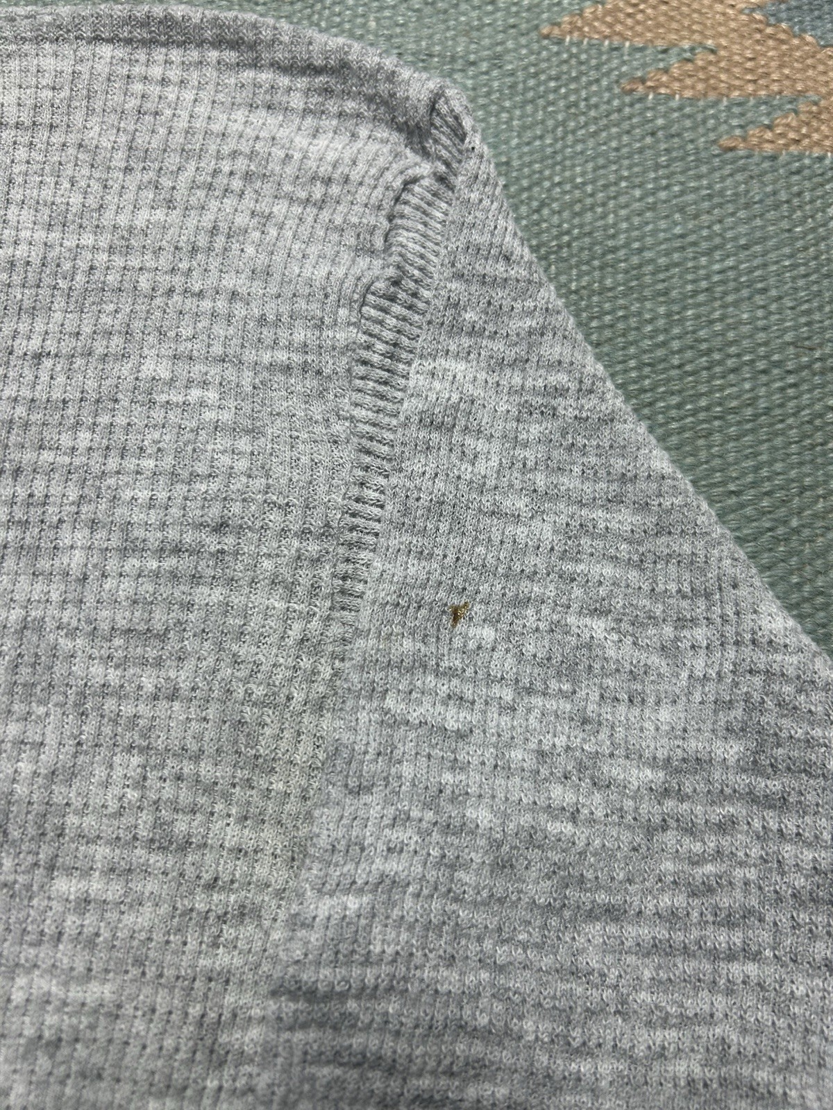 Vintage 70s 80s waffle knit thermal shirt blank gray base layer women’s XL