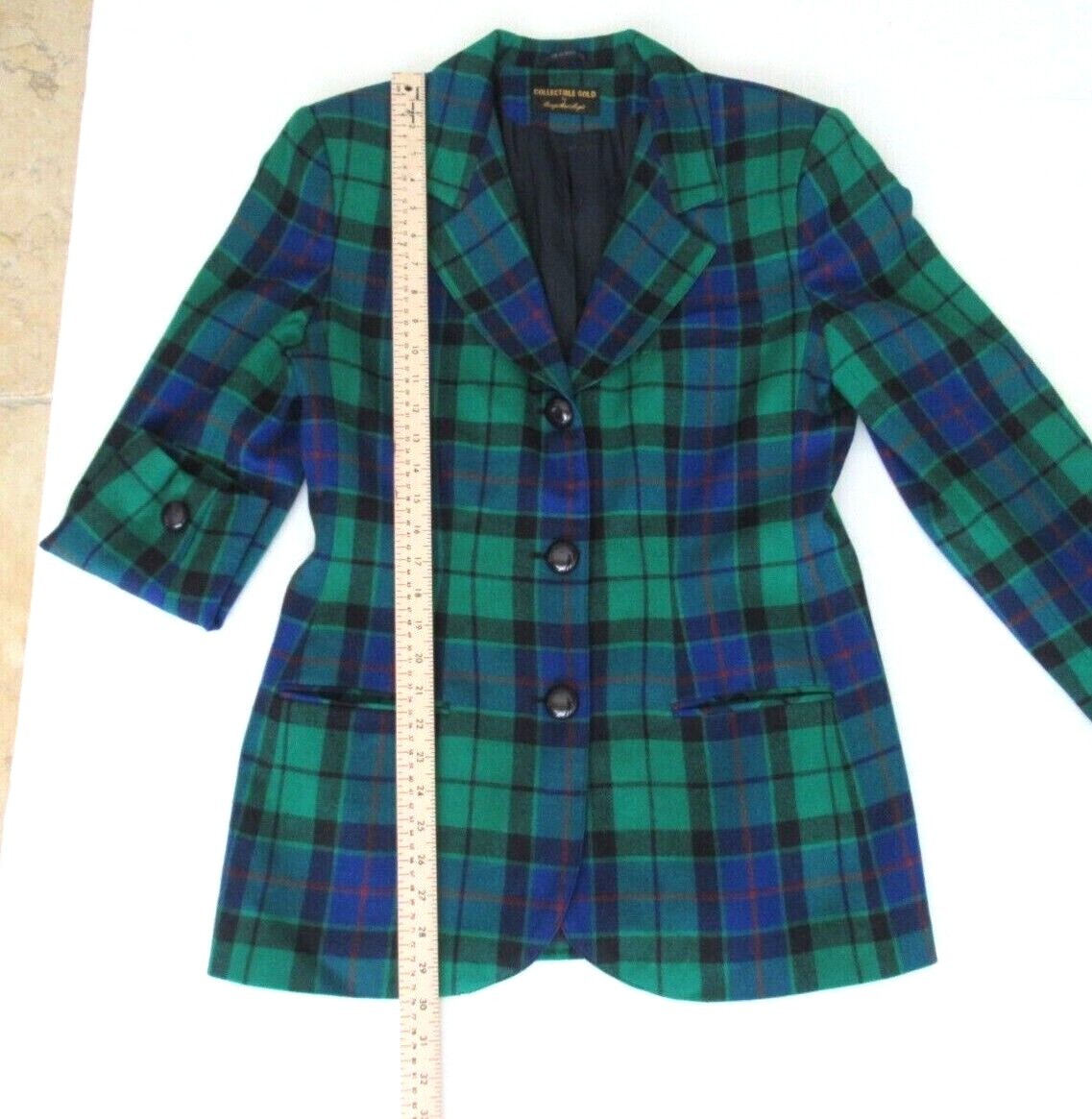 VTG Giorgio Sant’ Angelo Collectible Gold Plaid Wool Blazer Sz 10/12 M/L Multi