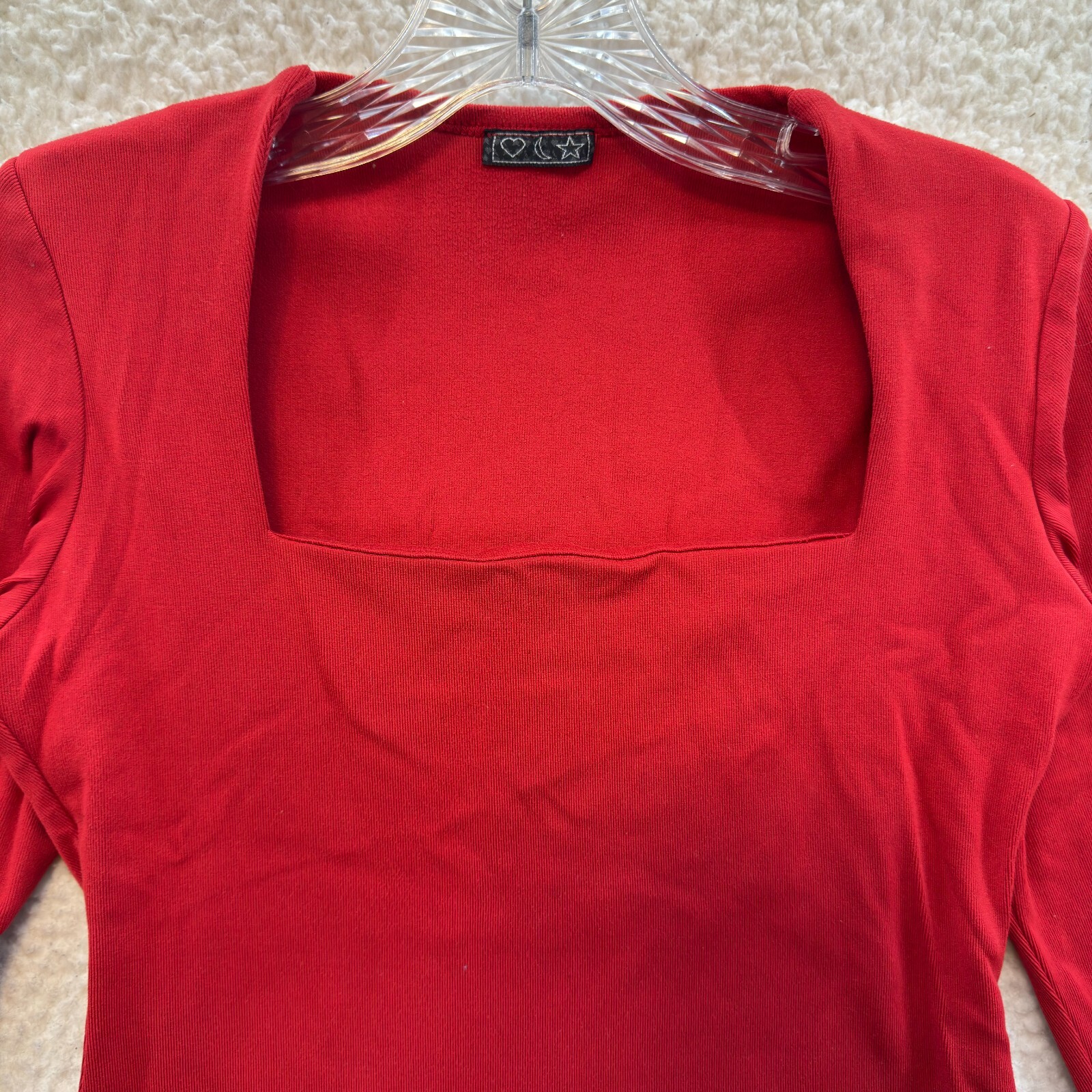 90s Y2K Rampage Vintage Top Medium Red Stretch Square Neck Corpcore Office