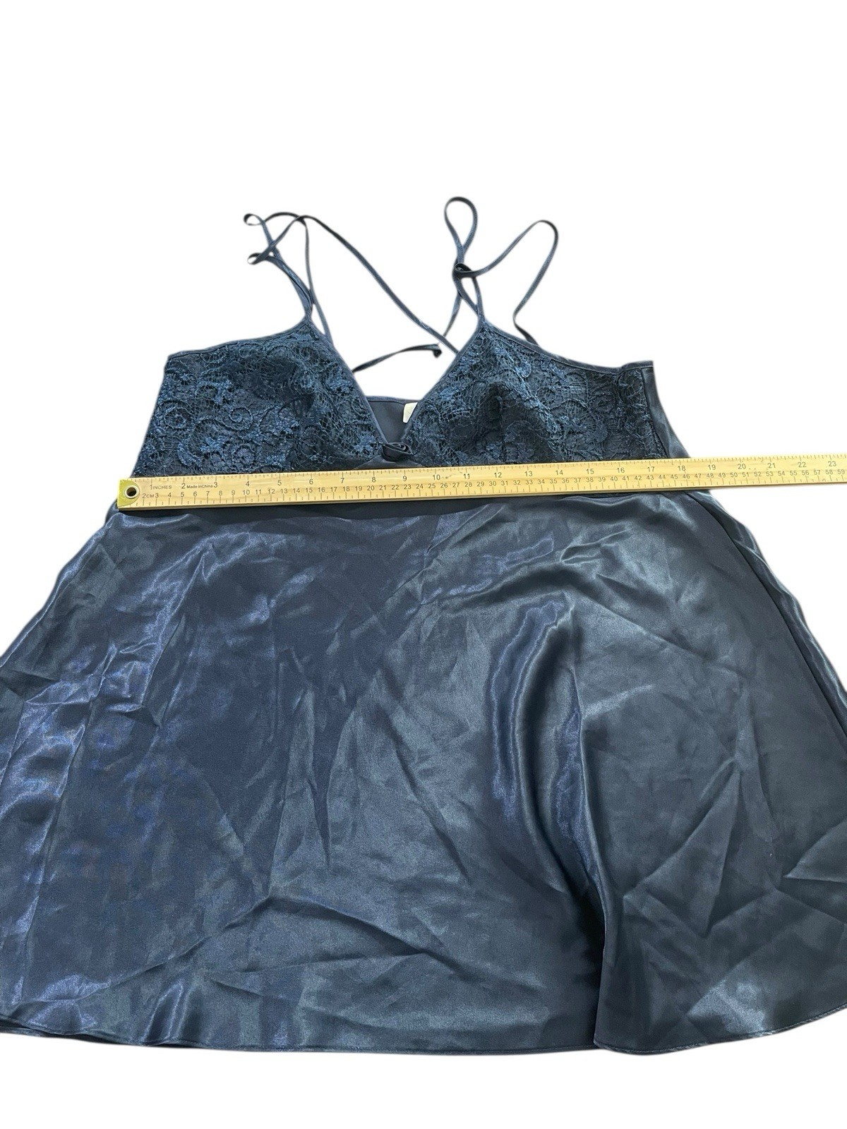 Y2K Vintage Inner Most Satin Sexy Lingerie Chemise Baby Doll Navy Blue Large