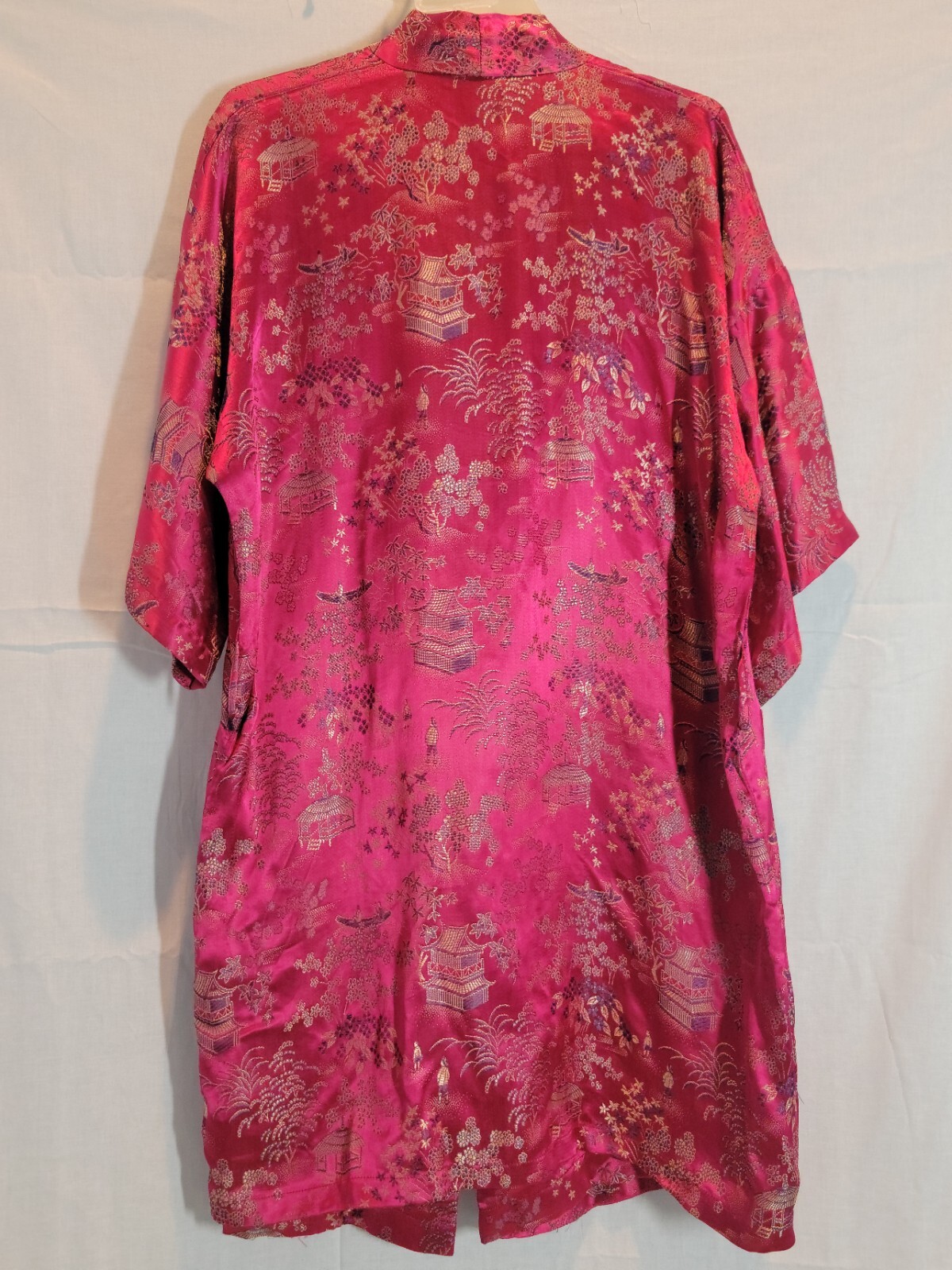 Vintage Health Chinese Robe and Pants Womens Size 10 Pink All Over Embroidery