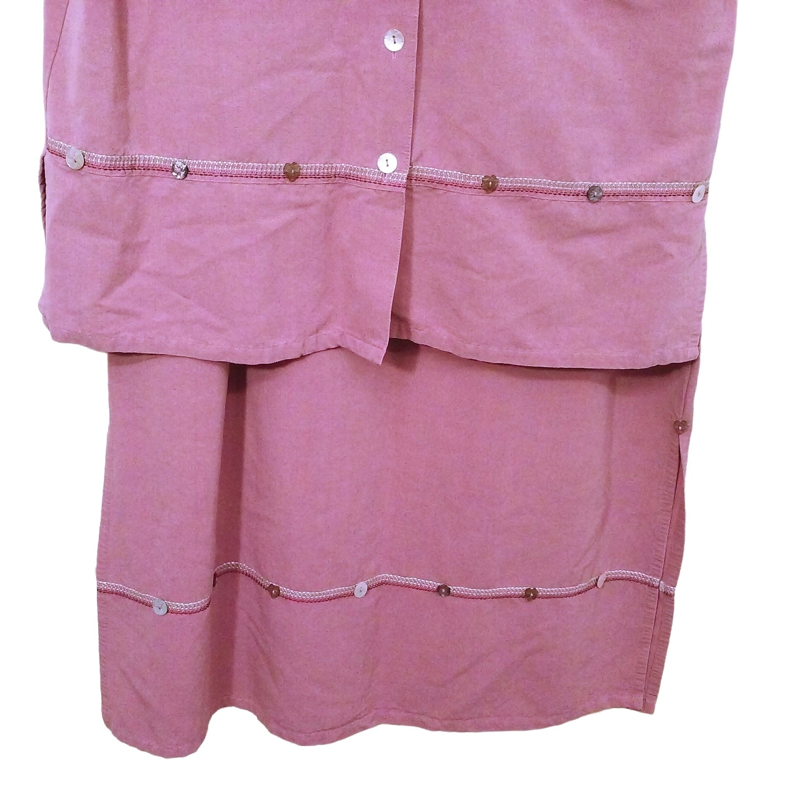Vintage 90s Koret 2-pc Set Button-up Blouse Comfort Skirt Pockets Ladies-14/16