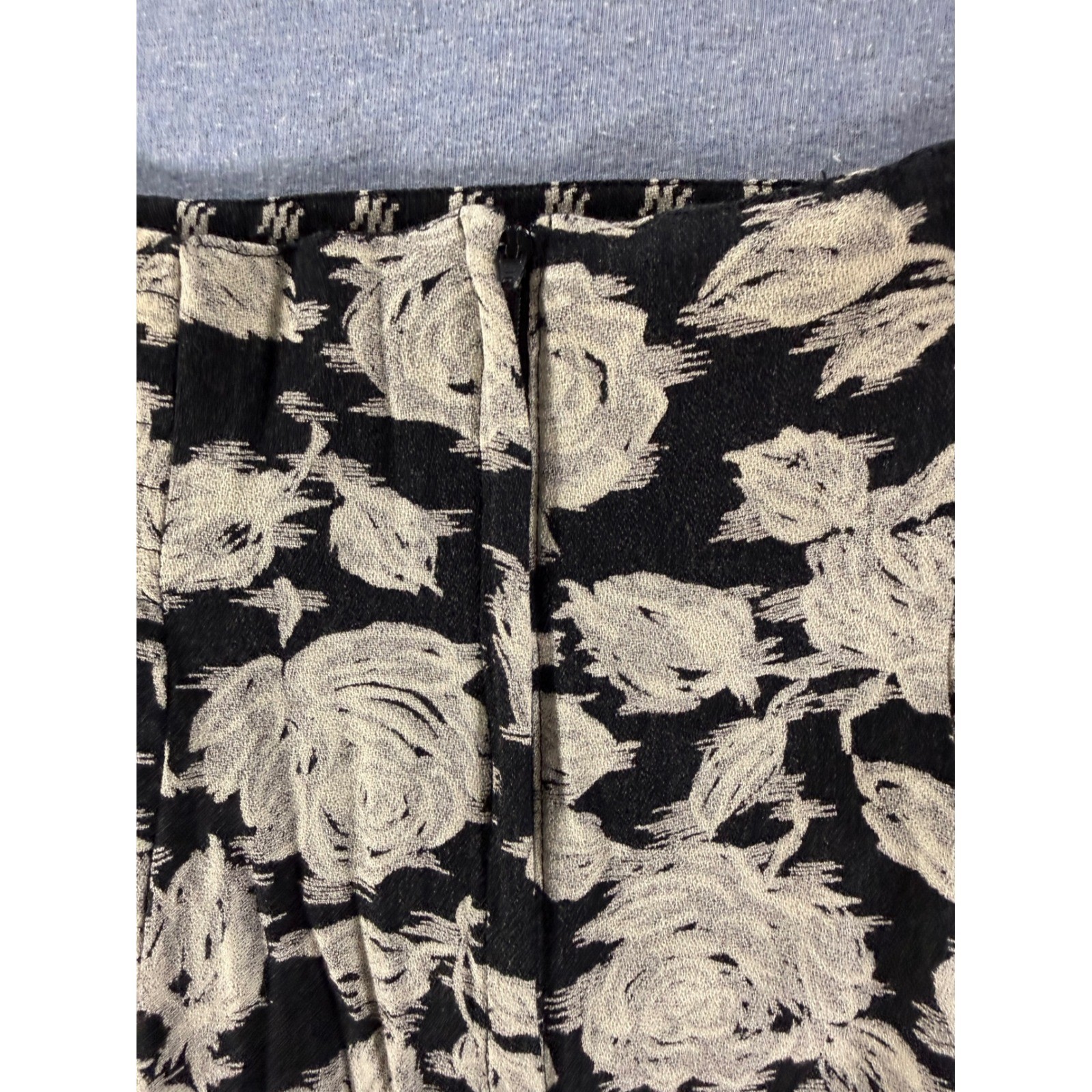 Marsha Brander for Componix Vintage Floral Maxi Skirt Black Cream Wool Blend 10