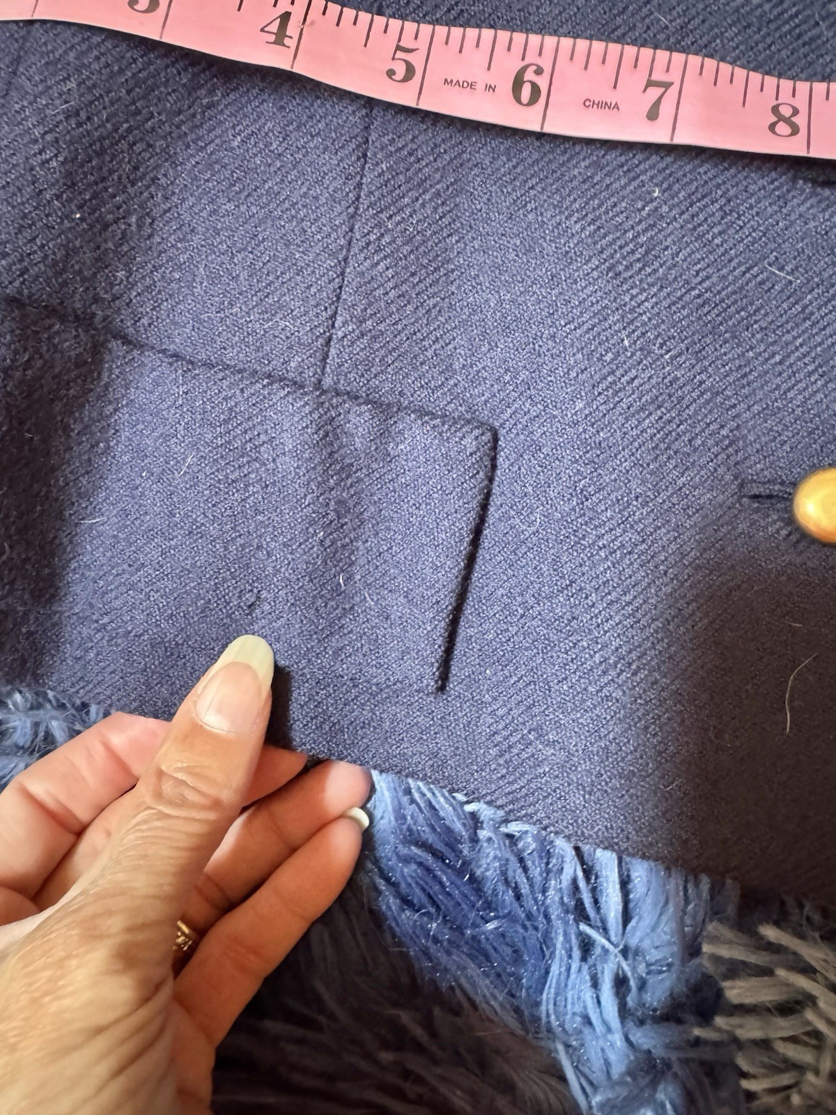 Vtg Frank Gallant Navy Blue Wool Jacket Blazer Good Buttons 60s 70s S M Chain