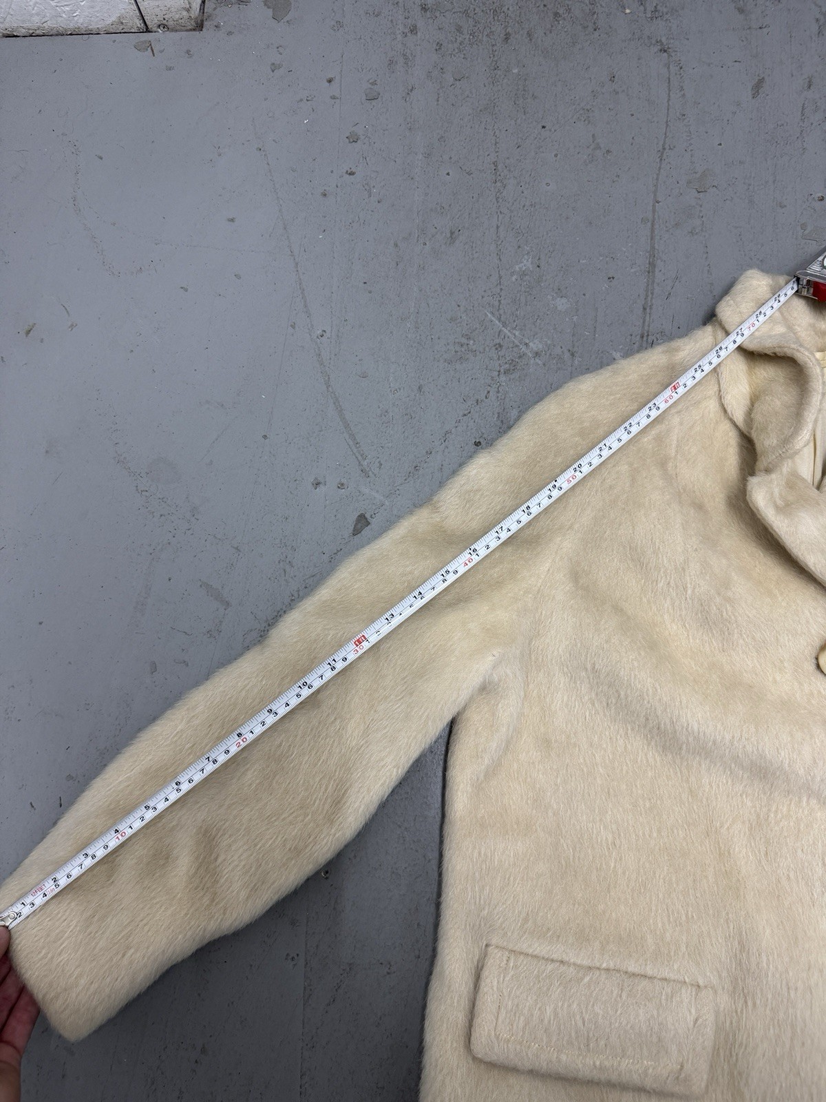 Vintage 1950/60’s Luxury Mohair Fuzzy Cream Coat Button Jacket Made In England