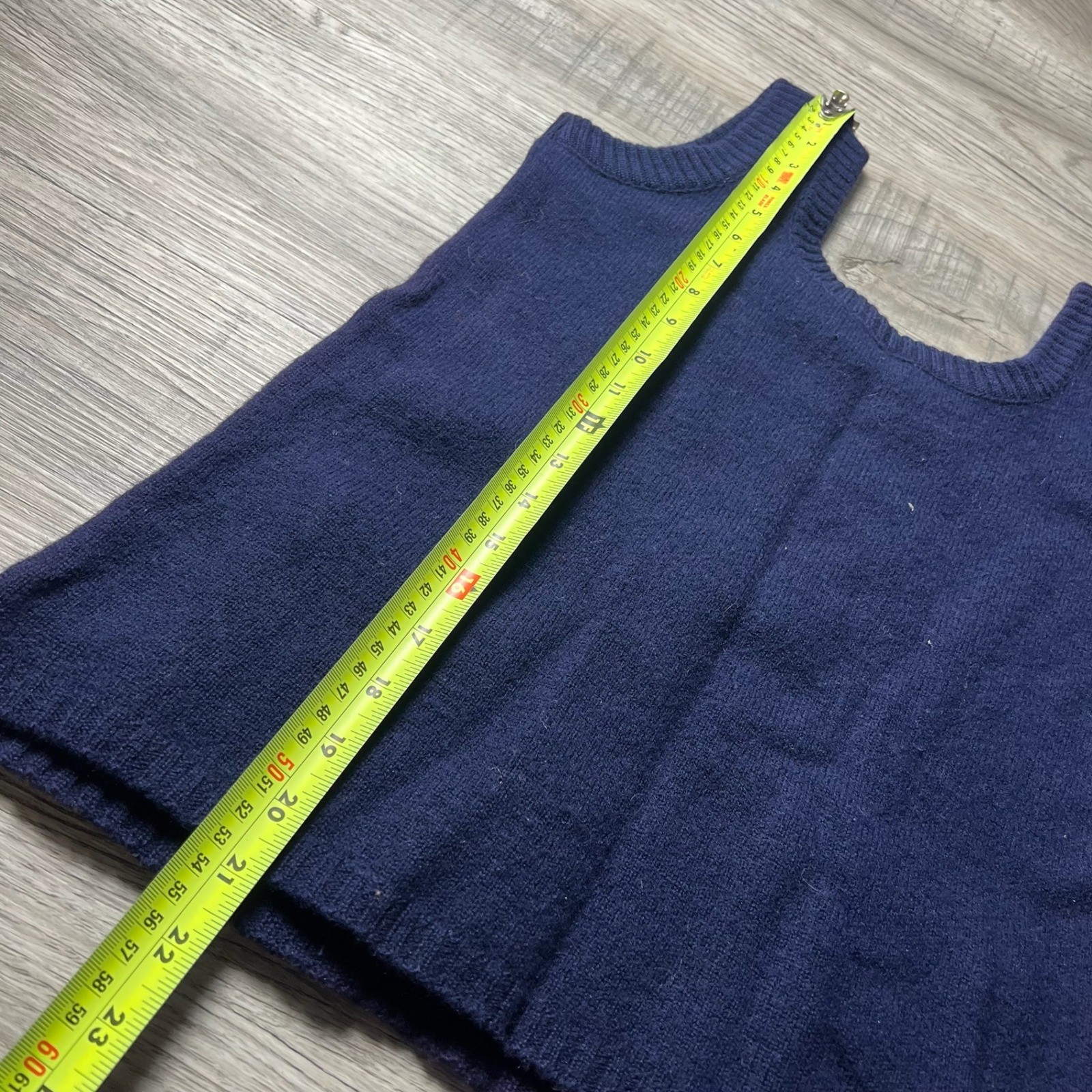 Glenbrooke Sweater Vest Women 38 Navy Blue Vintage Knit Scoop Neck Pockets R68