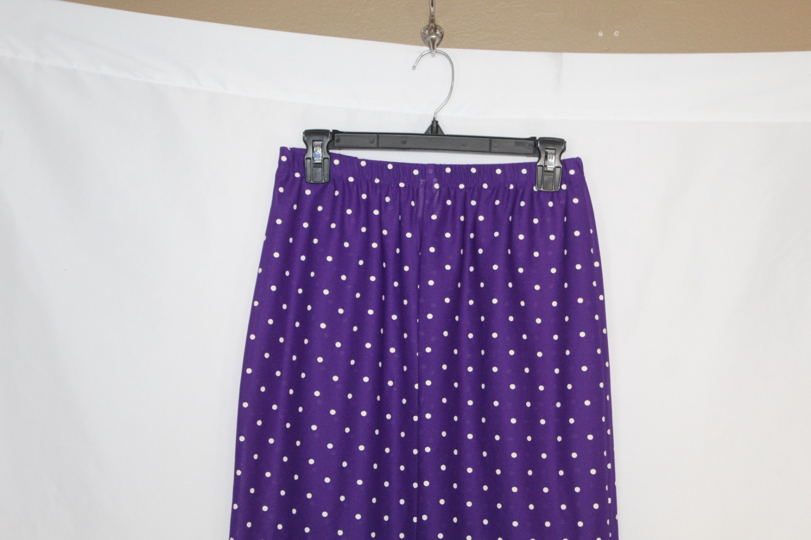 Vtg 80s Purple Polka Dot Skirt Size 12 Above Knee 40s Revival Academia