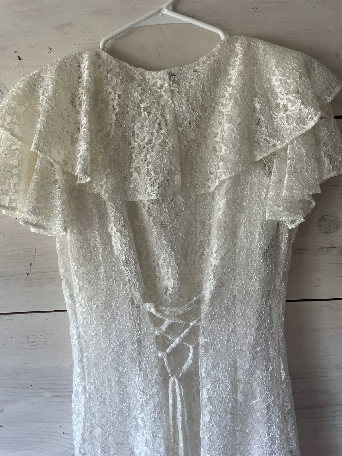 Long White Lacey 1996 Vintage Wedding Dress Sarah Richards Boho Victorian