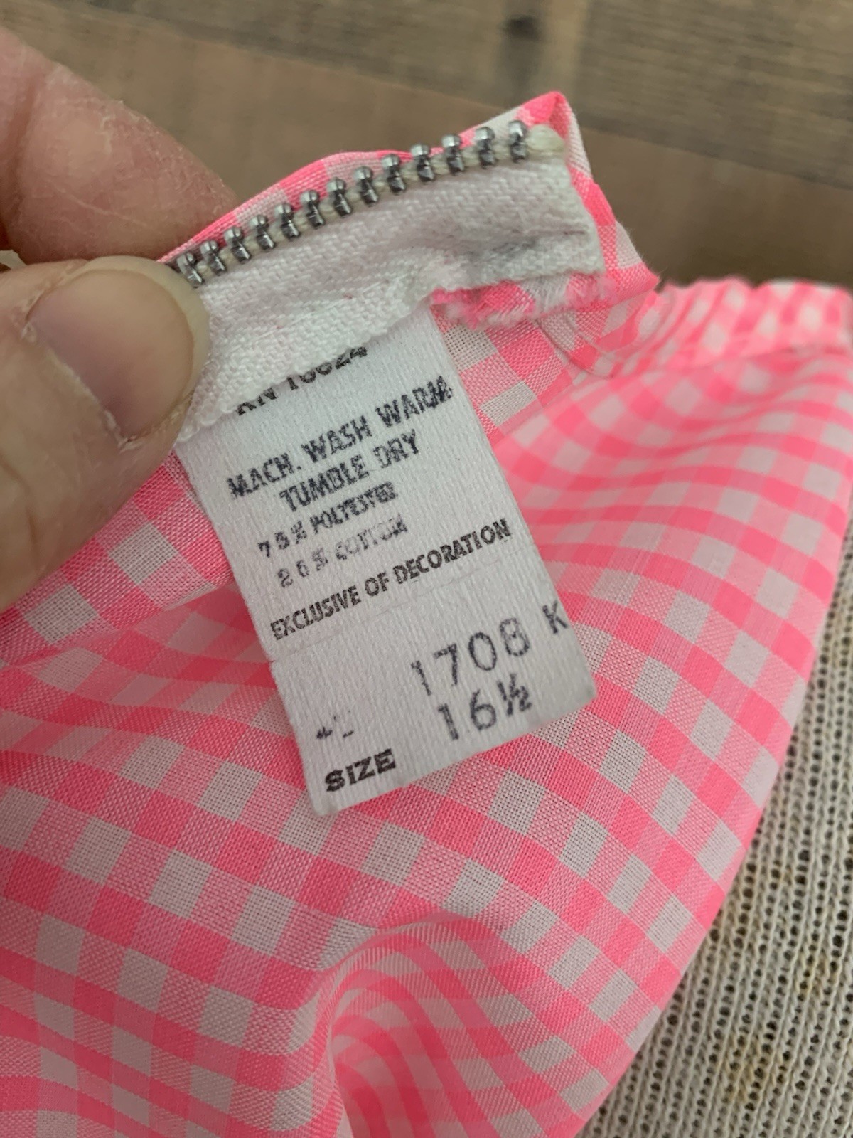 Vintage 1960s Mod Pink Gingham Drop Waist Day Dress 42”Bust /36”waist