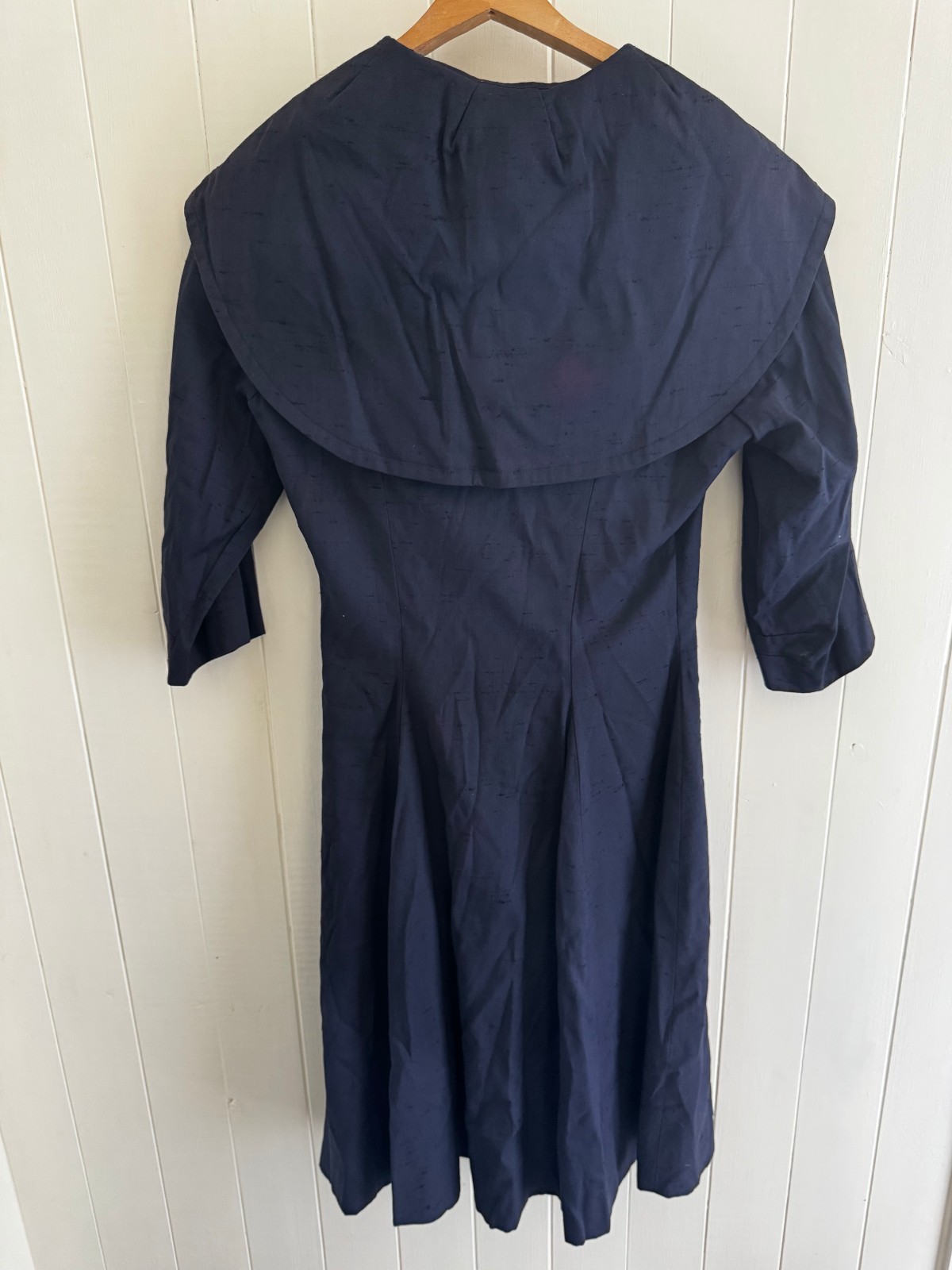 Vintage 1950s GiGi Young New York Navy Dress Huge Shawl Collar 28 Waist