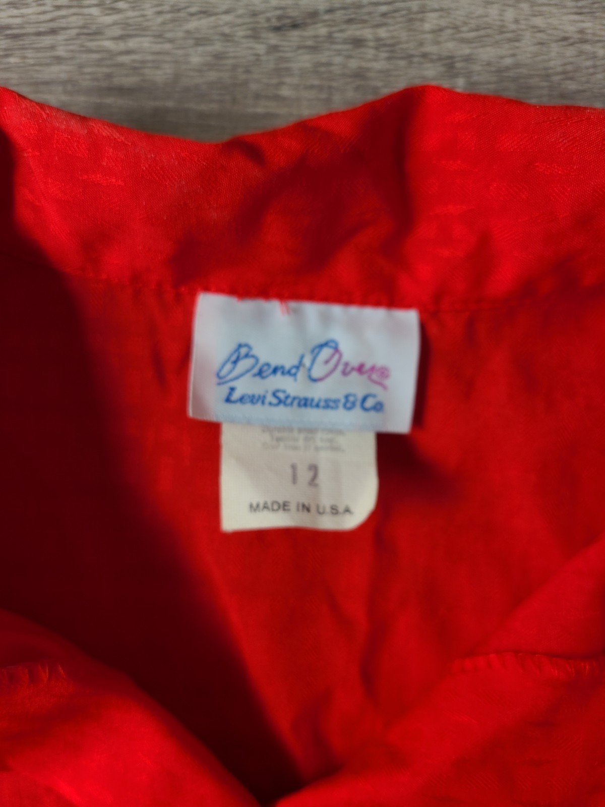 Vtg Bend Over Levi Strauss Women 12 Button Down Blouse 80s Sportswear Red Office