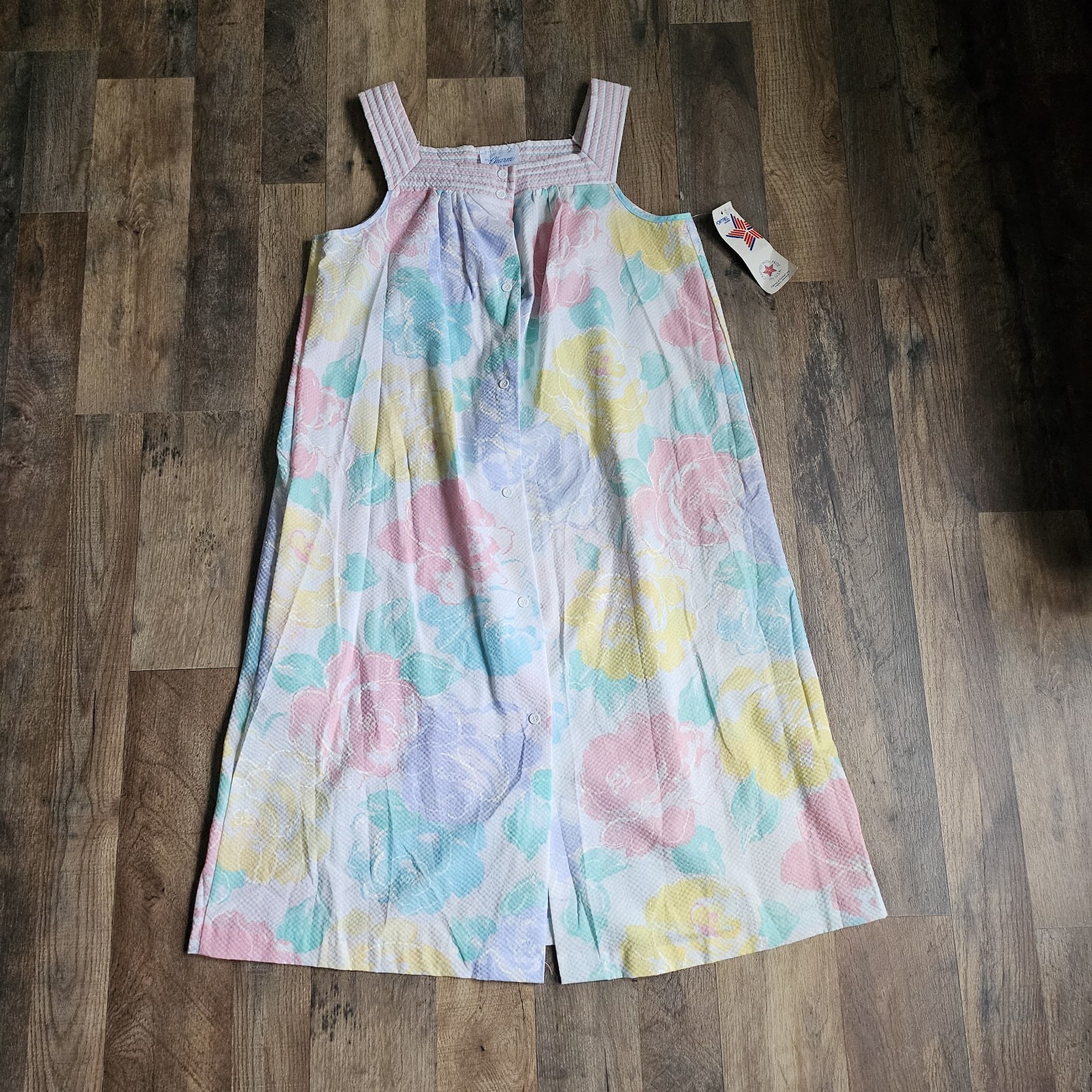 VTG 70s 80s It’s a Charm NWT Pastel Floral Seersucker House Dress Nightgown Med