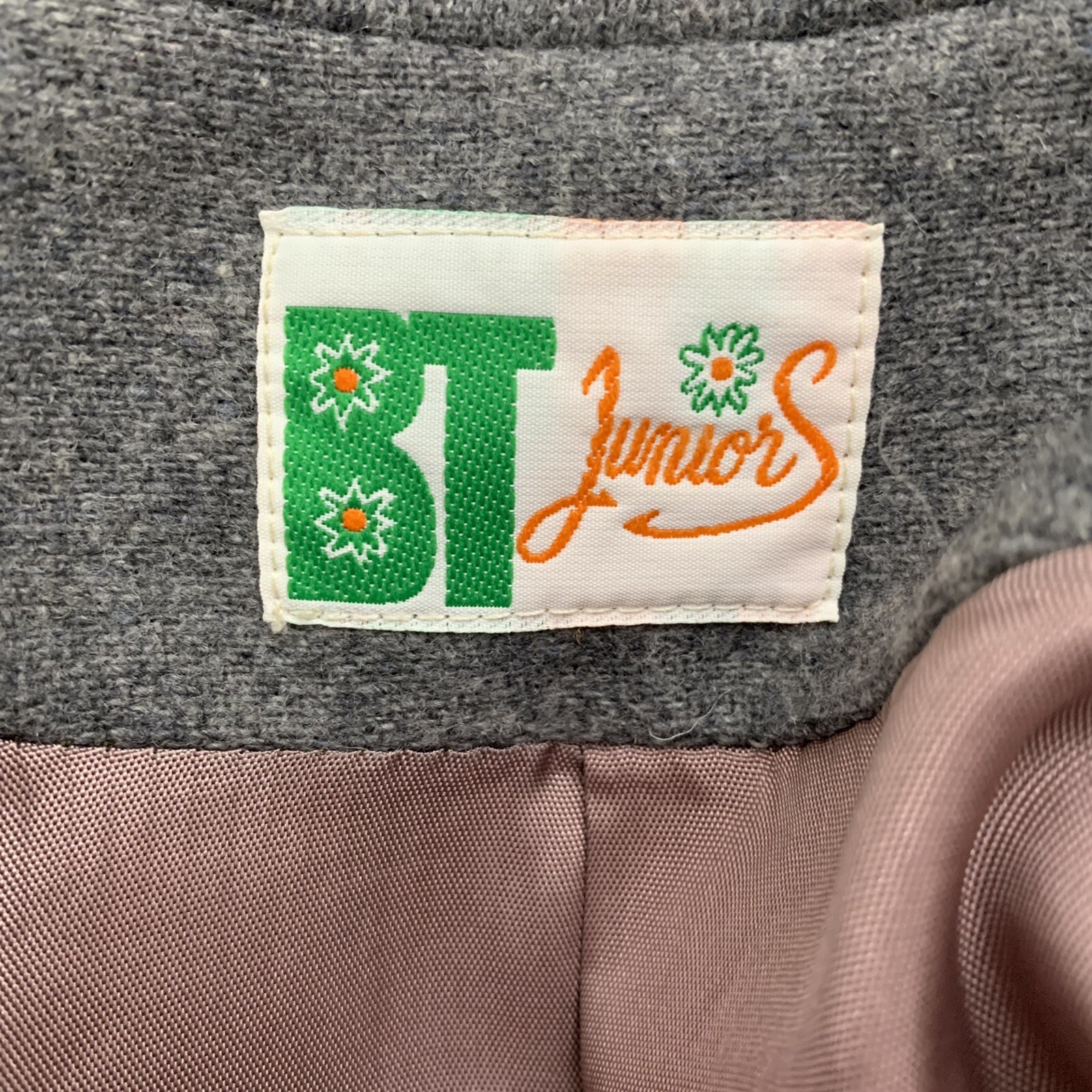 Vintage Blazer Size 13 BT Juniors Gray Button Front Pockets Lined Womens Jacket