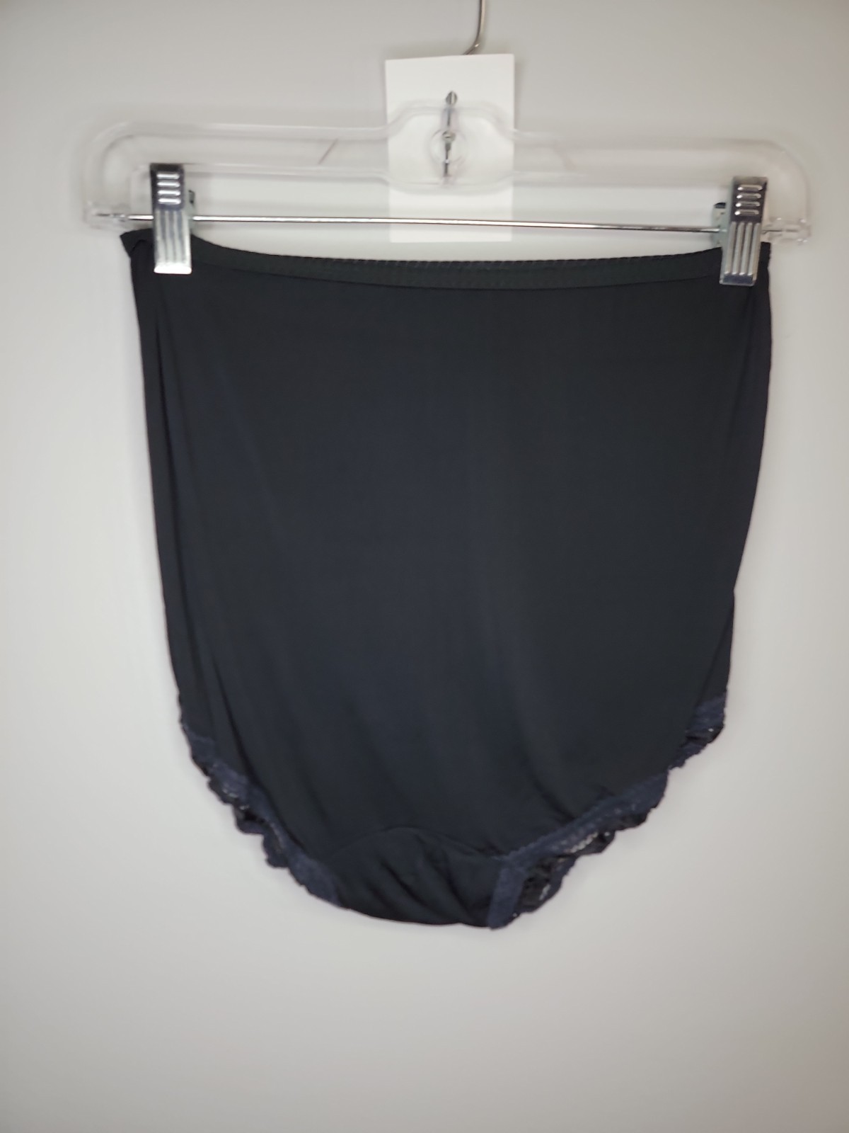 Vintage Plymouth All Nylon Black Panties Lace Detail Size 5