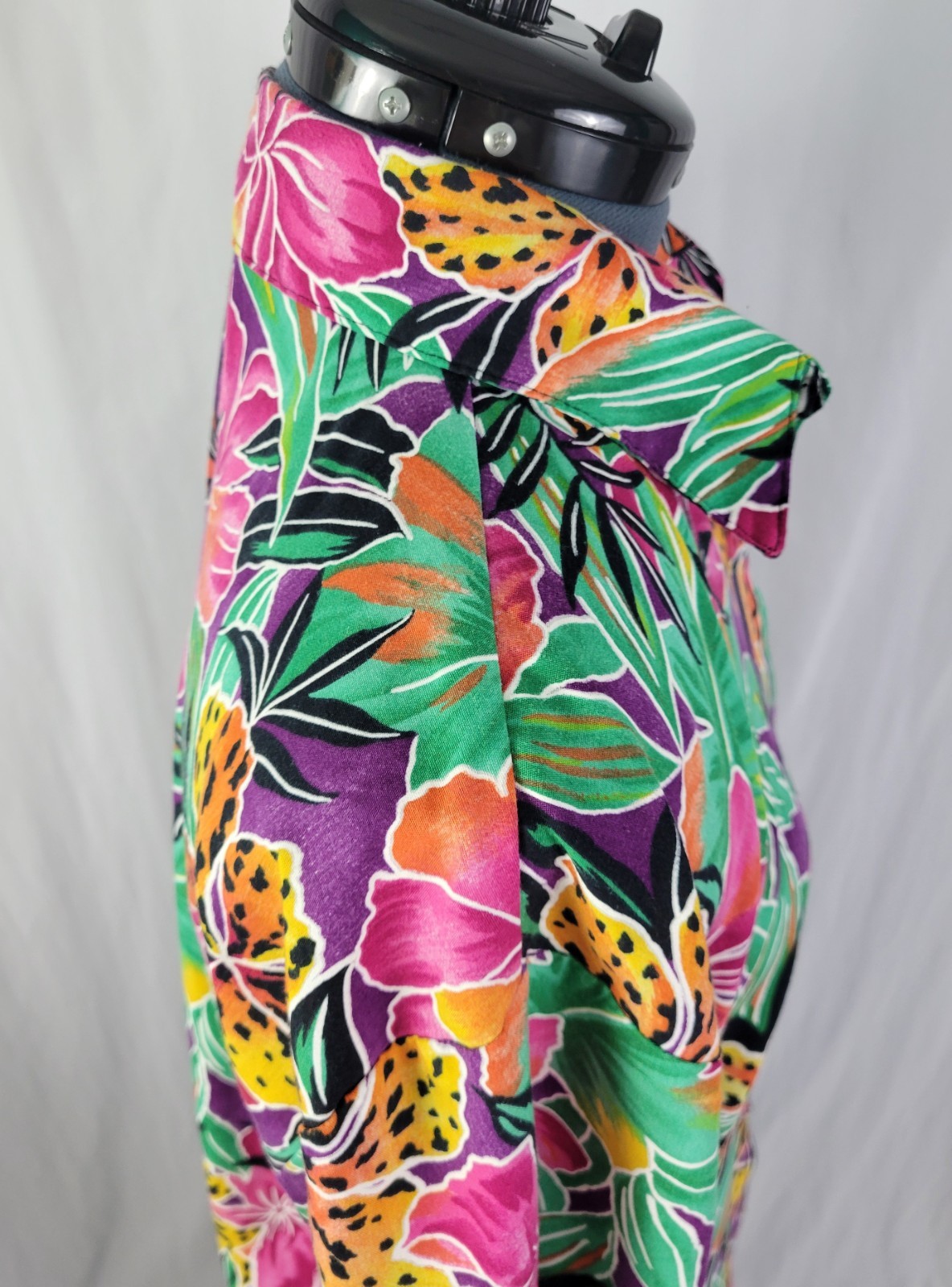 Vintage American Weekend Purp/Pink/Yell/Orange/Green Tropical Floral Top Size M