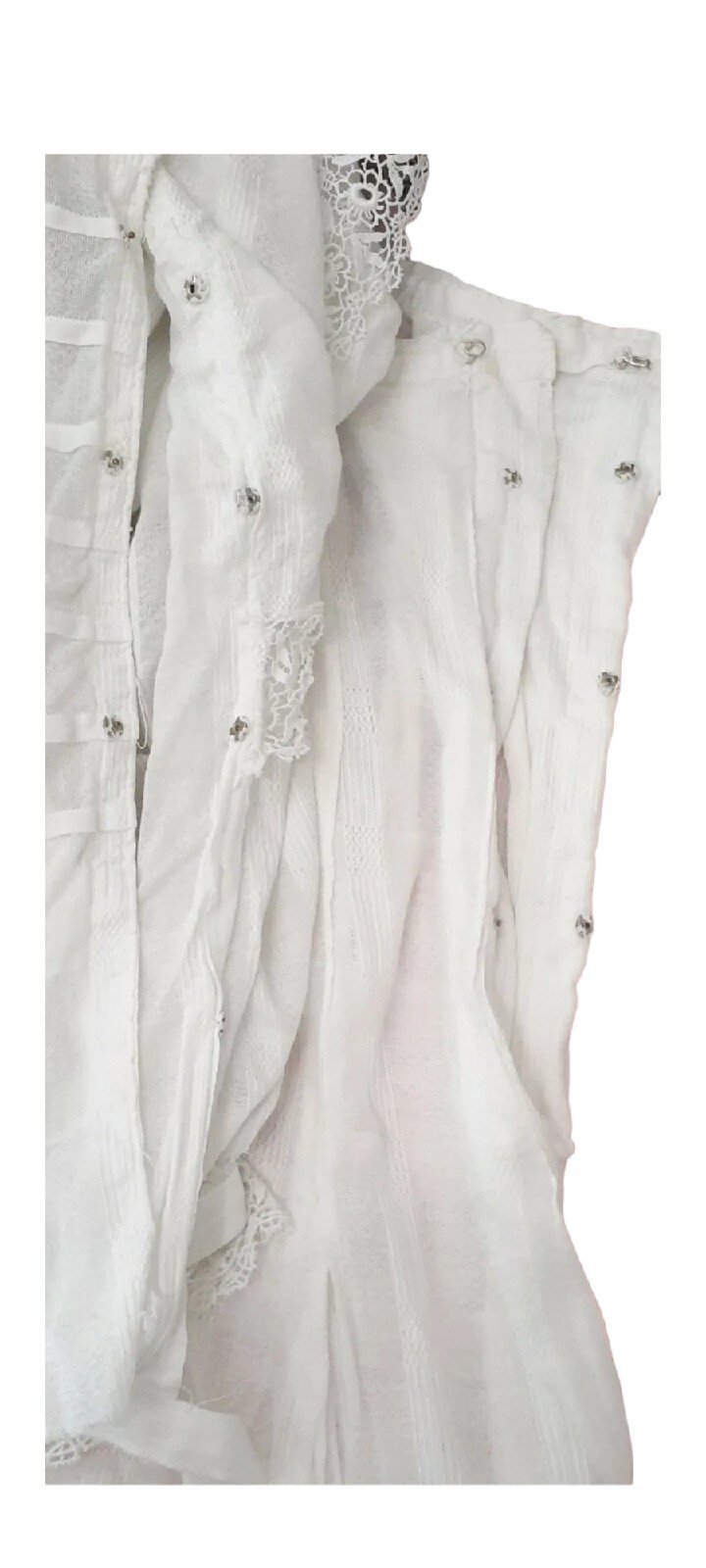 Antique Edwardian Wht Cotton Batiste Lawn Skirt Middy Blouse 2pc Gibson Girl