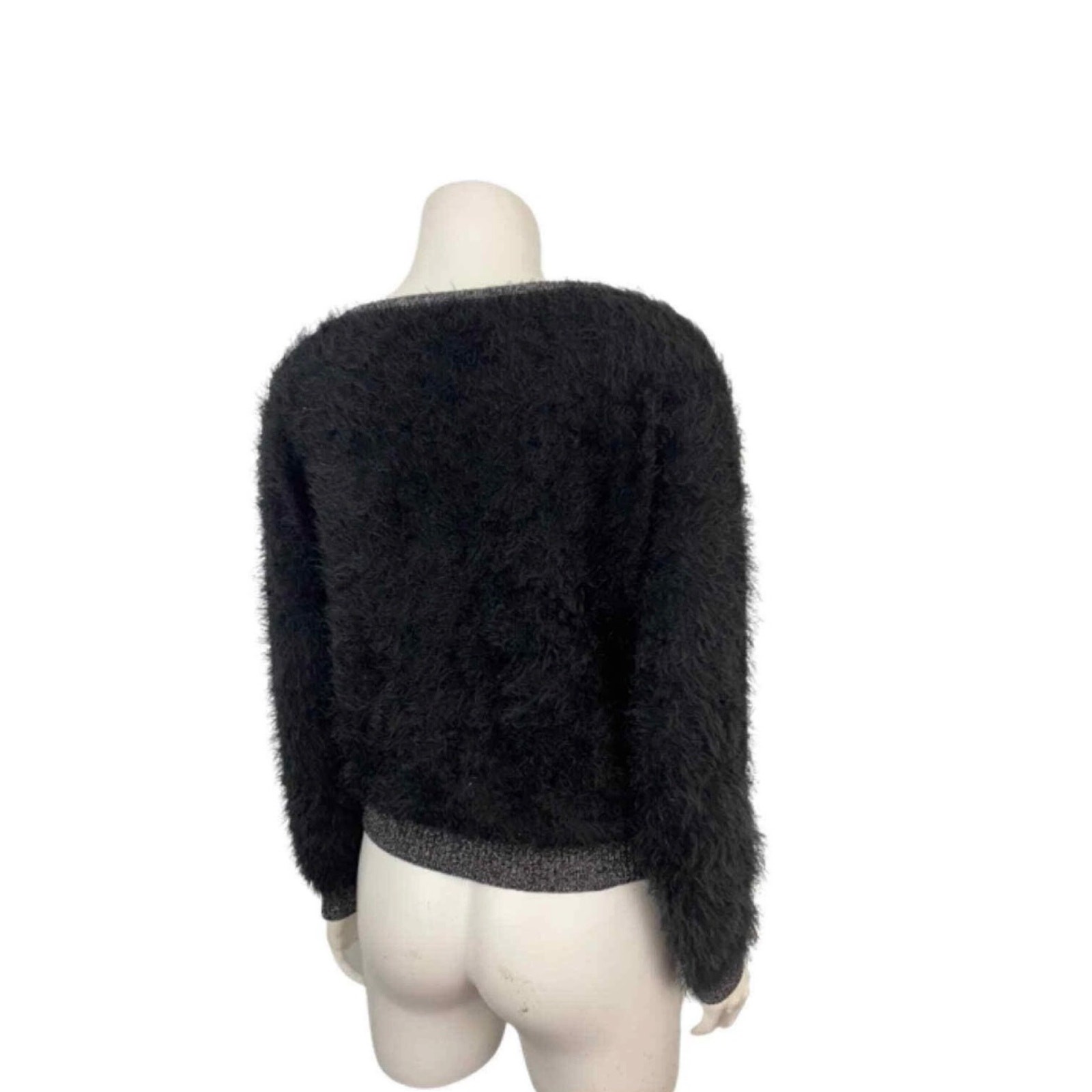 Alberto Makali Fuzzy Sweater S Black Gray Studded Knit Y2K Designer ^