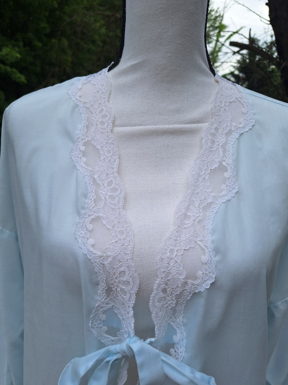 Corhan Vintage Baby Blue Bathrobe Dressing Robe Large