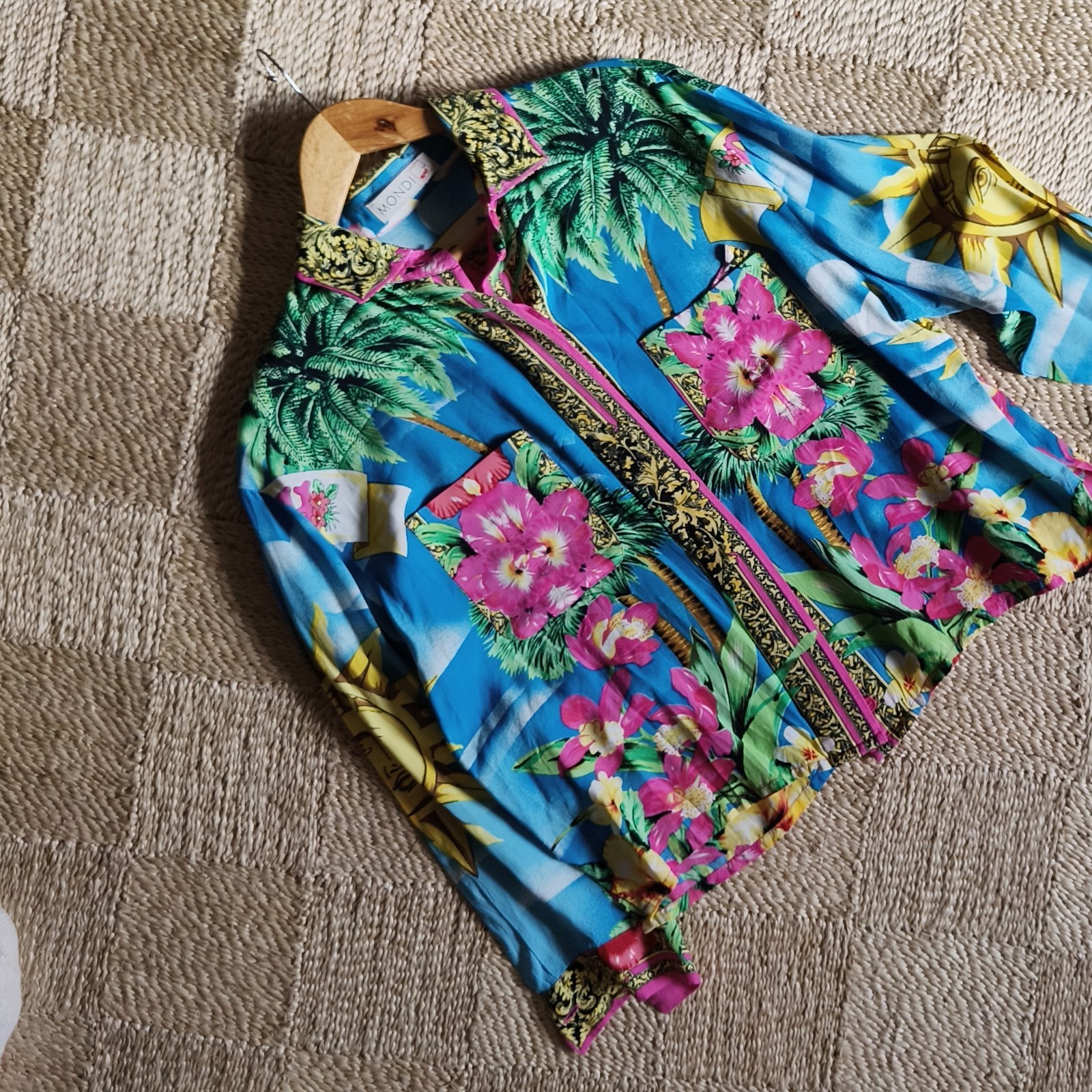 vintage 90s Mondi Palm Beach Shirt Blouse sun tropical miami rayon