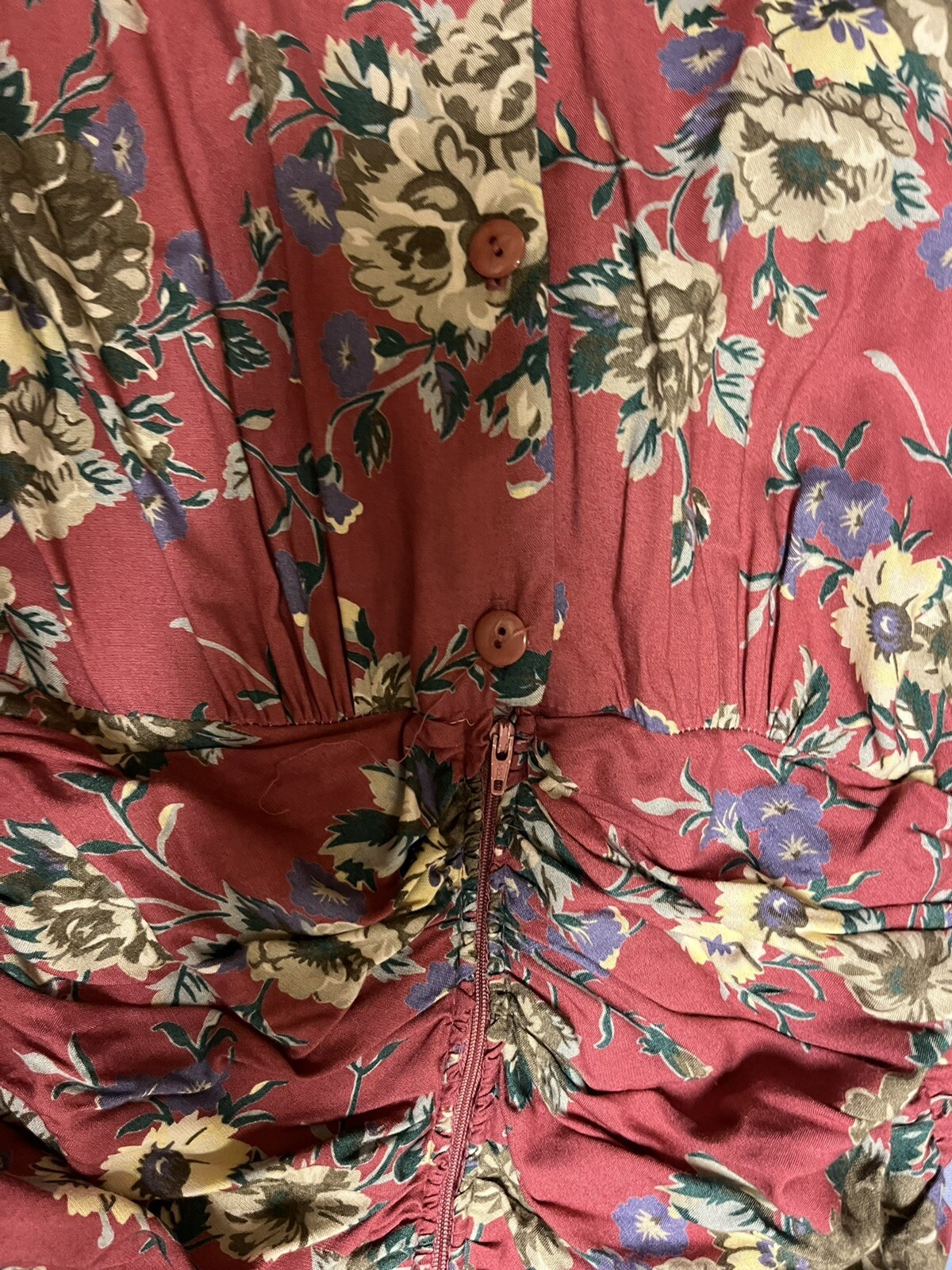 Vintage Floral Cottage Core Dawn Joy Fashions 13 14 M L Mauve Pink Dress Lace