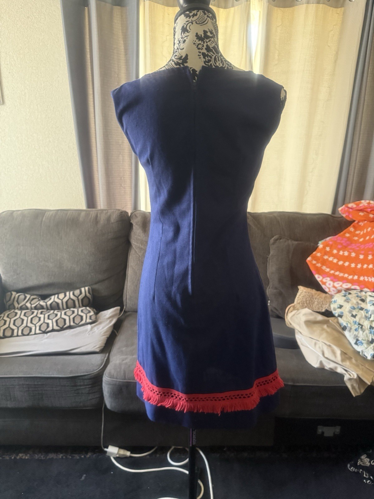 Vintage 60s 70s Ship 'n Shore Blue Shift Dress Mod Sz M