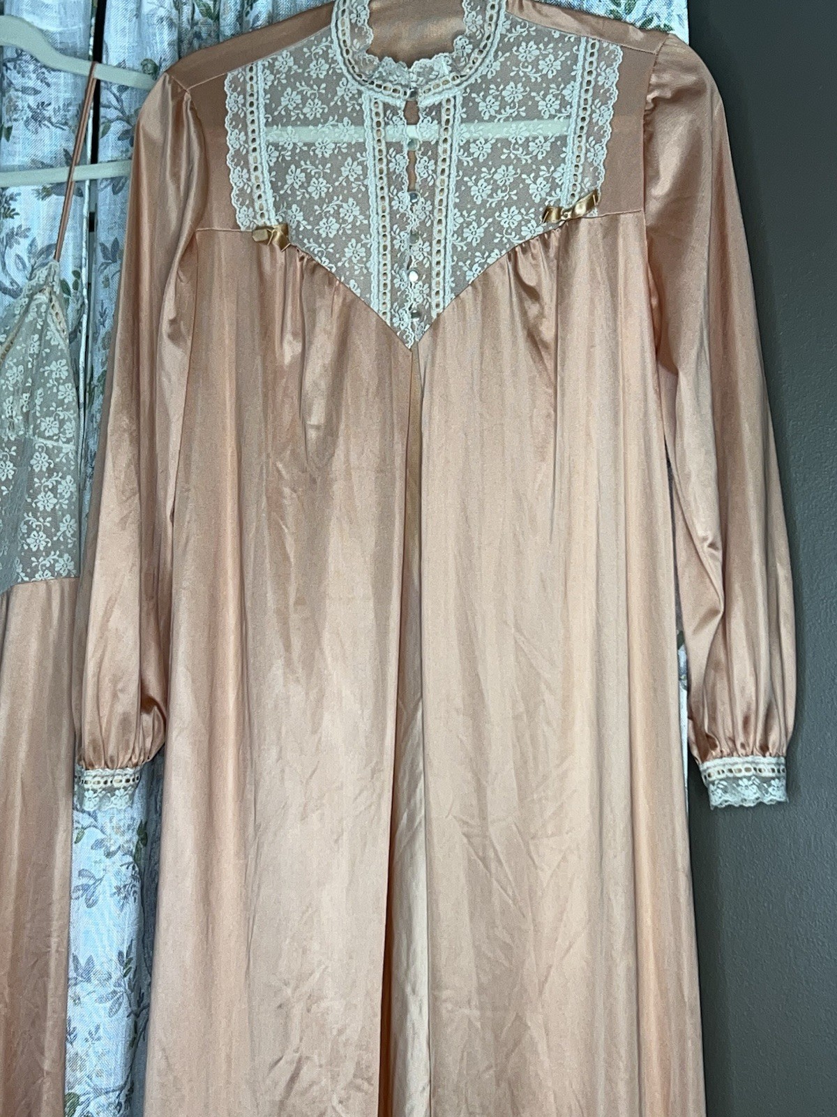 Vintage Pin-up 50”s Henson Kickernick Peach Lace Babydoll Nightgown Robe Set Sm