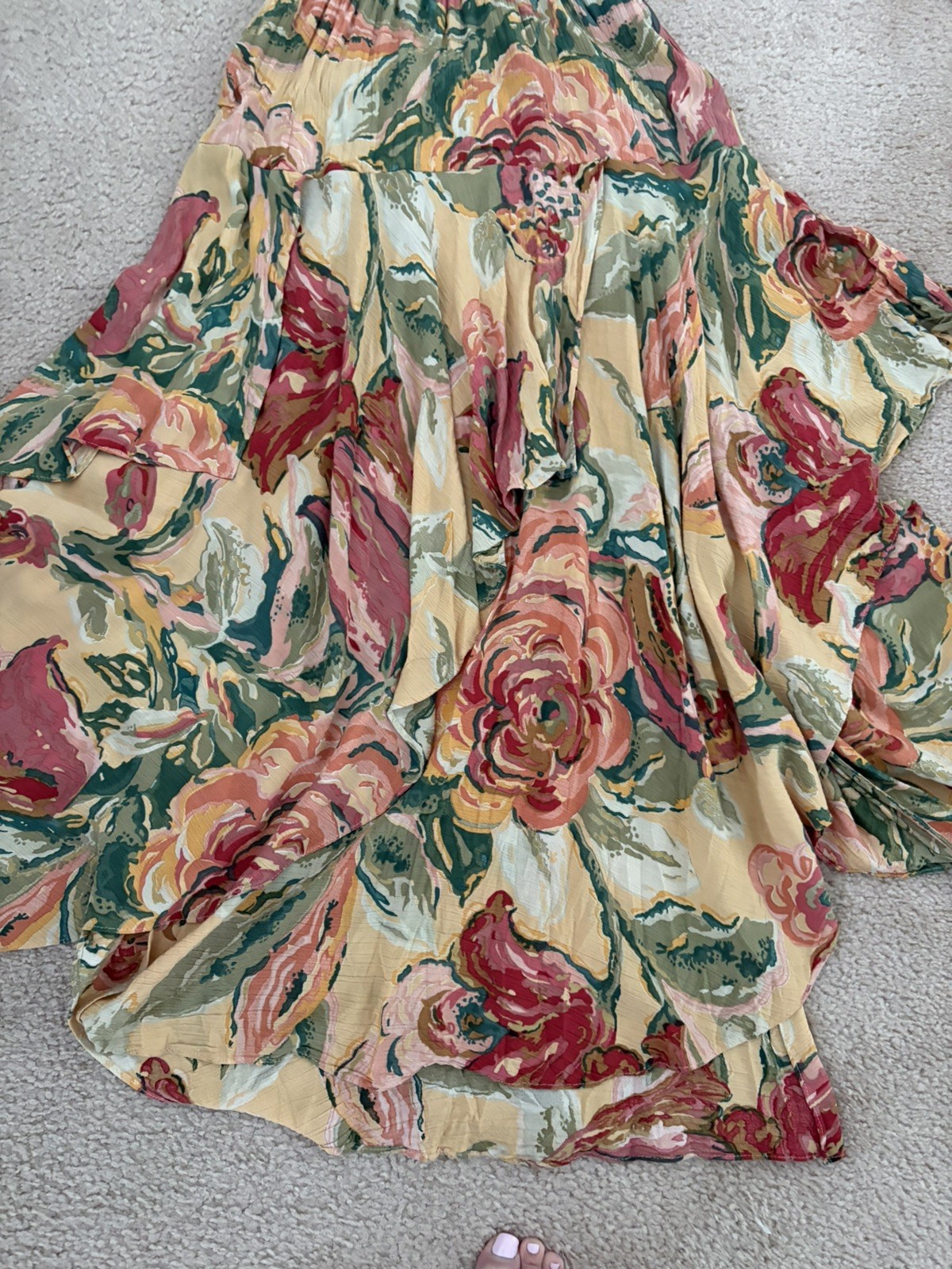Phoebe Vintage 1980s Rayon/Nylon Floral Flowy Layered Cottage Core Dress