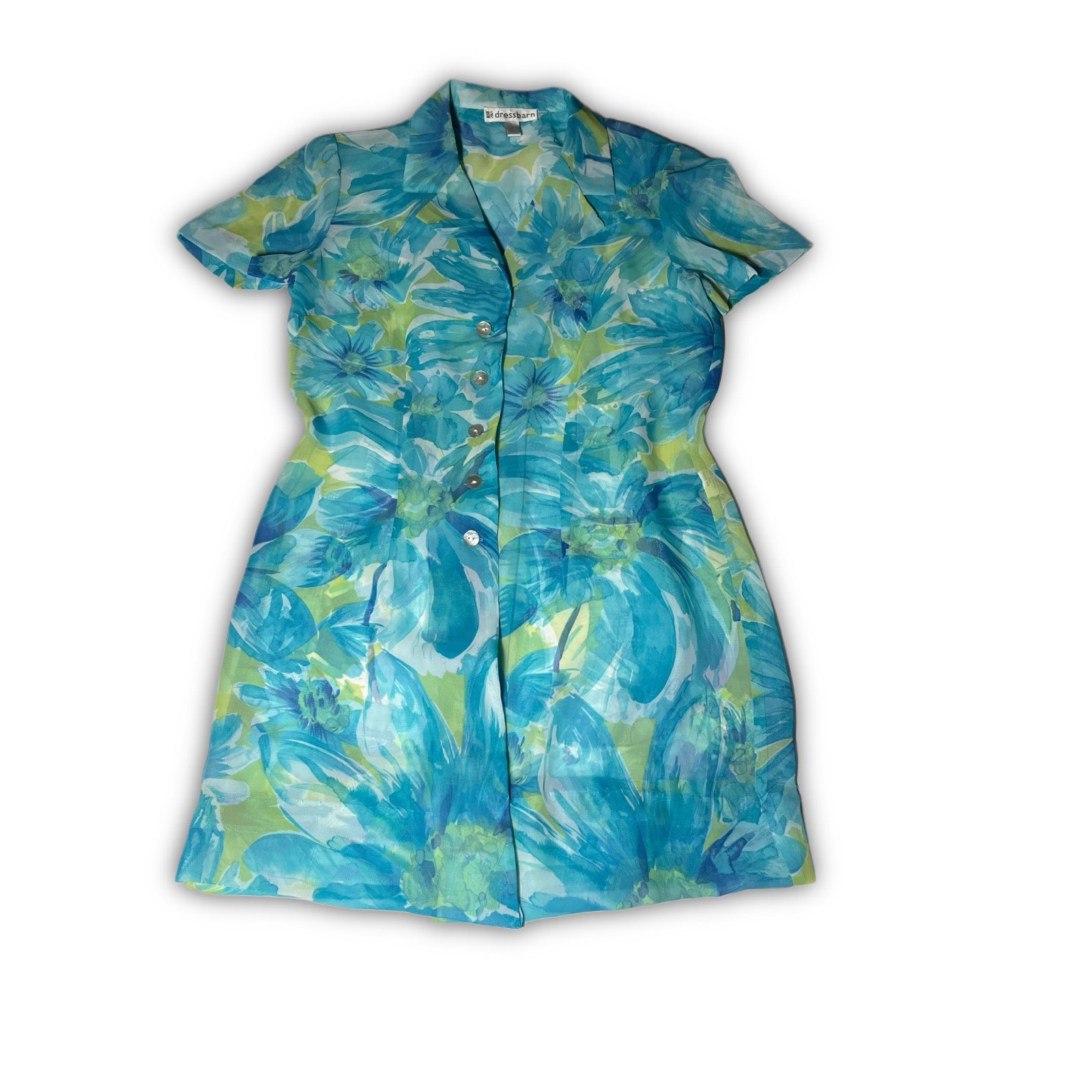 VTG 90s Dressbarn Sheer Beach Floral Cover Up Dress- Size 8