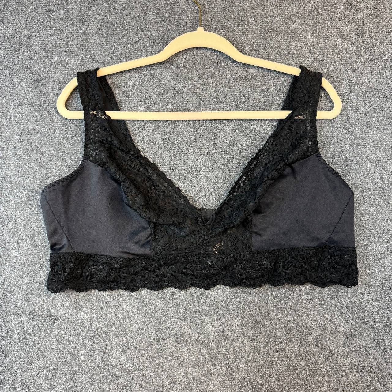 Vintage Black Lace Bra Size 46 Hook Closure Soft Cups USA Made
