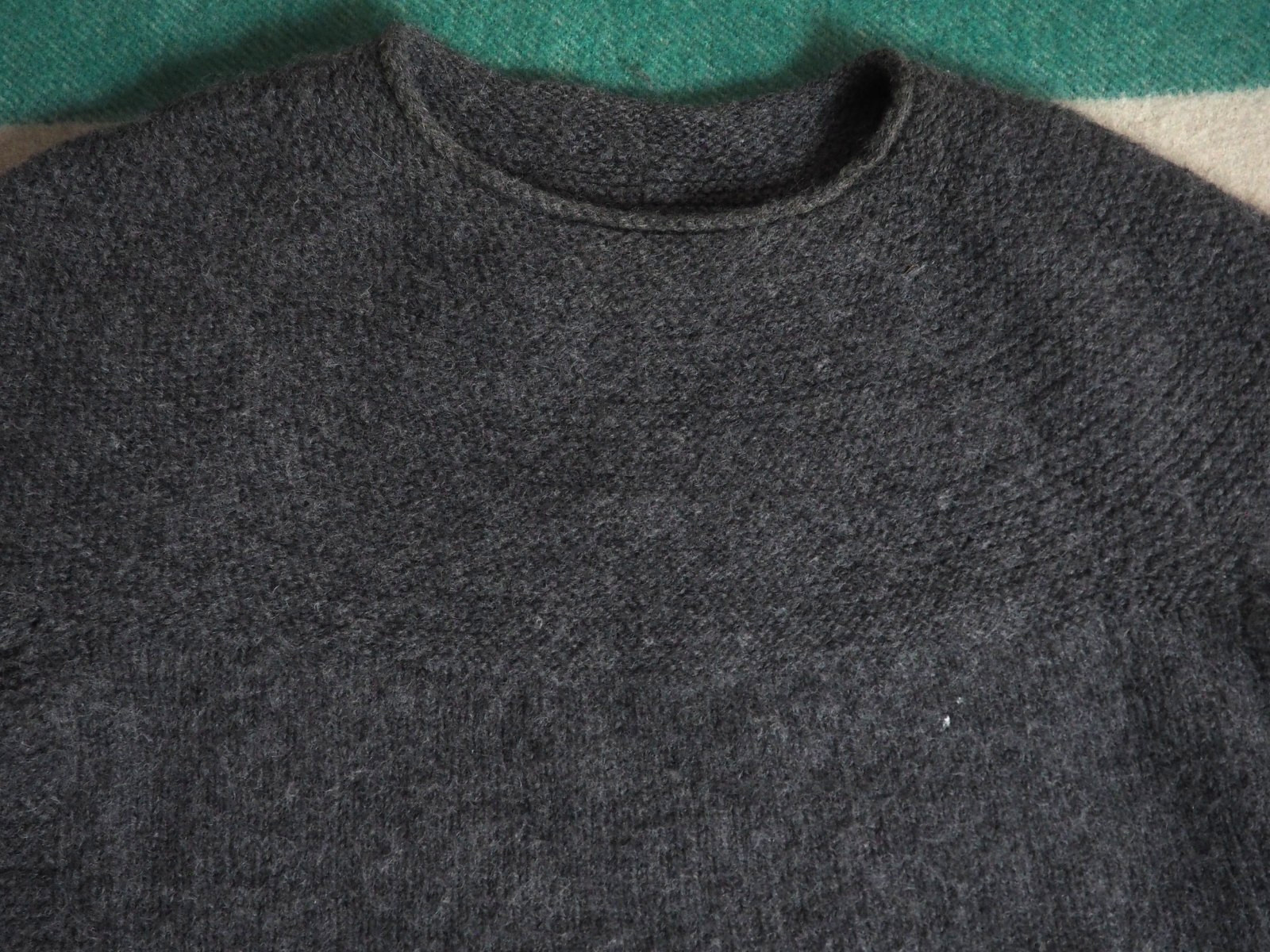 VTG 70s 80s Handmade Charcoal Gray Baggy Wool Pullover Sweater Womens L