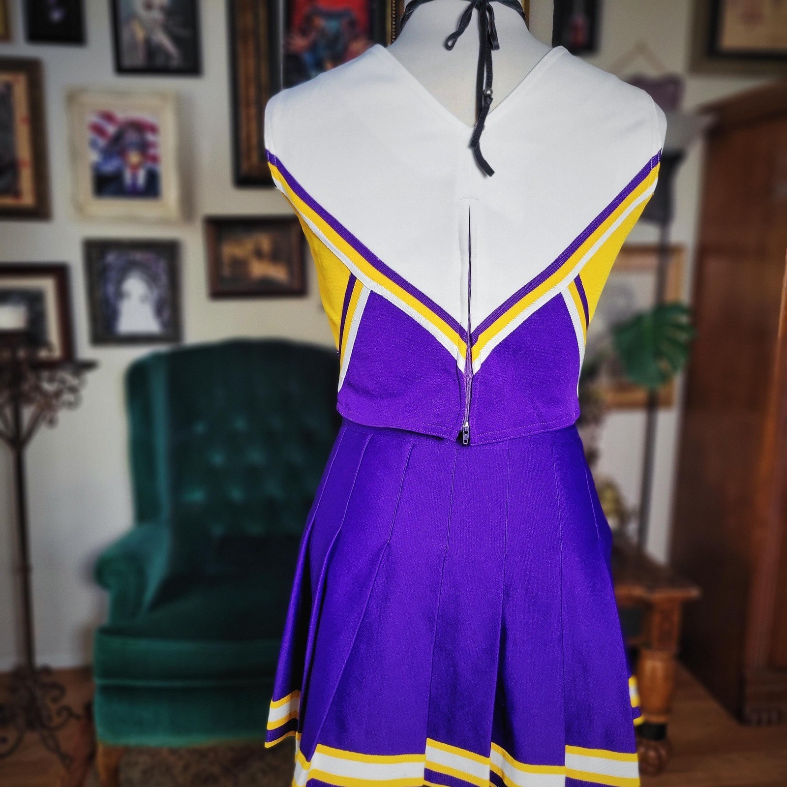 Elite Cheerleader Skirt Set PC School Vintage 1990s Purple Gold Cheer Uniform XS