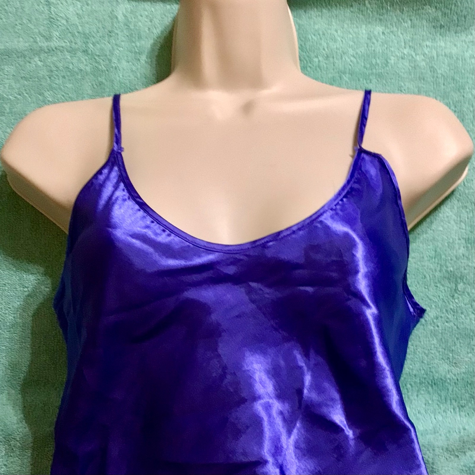 VINTAGE Honors Satin Full Slip Babydoll Chemise VTG Glossy Nighty Gown Small S