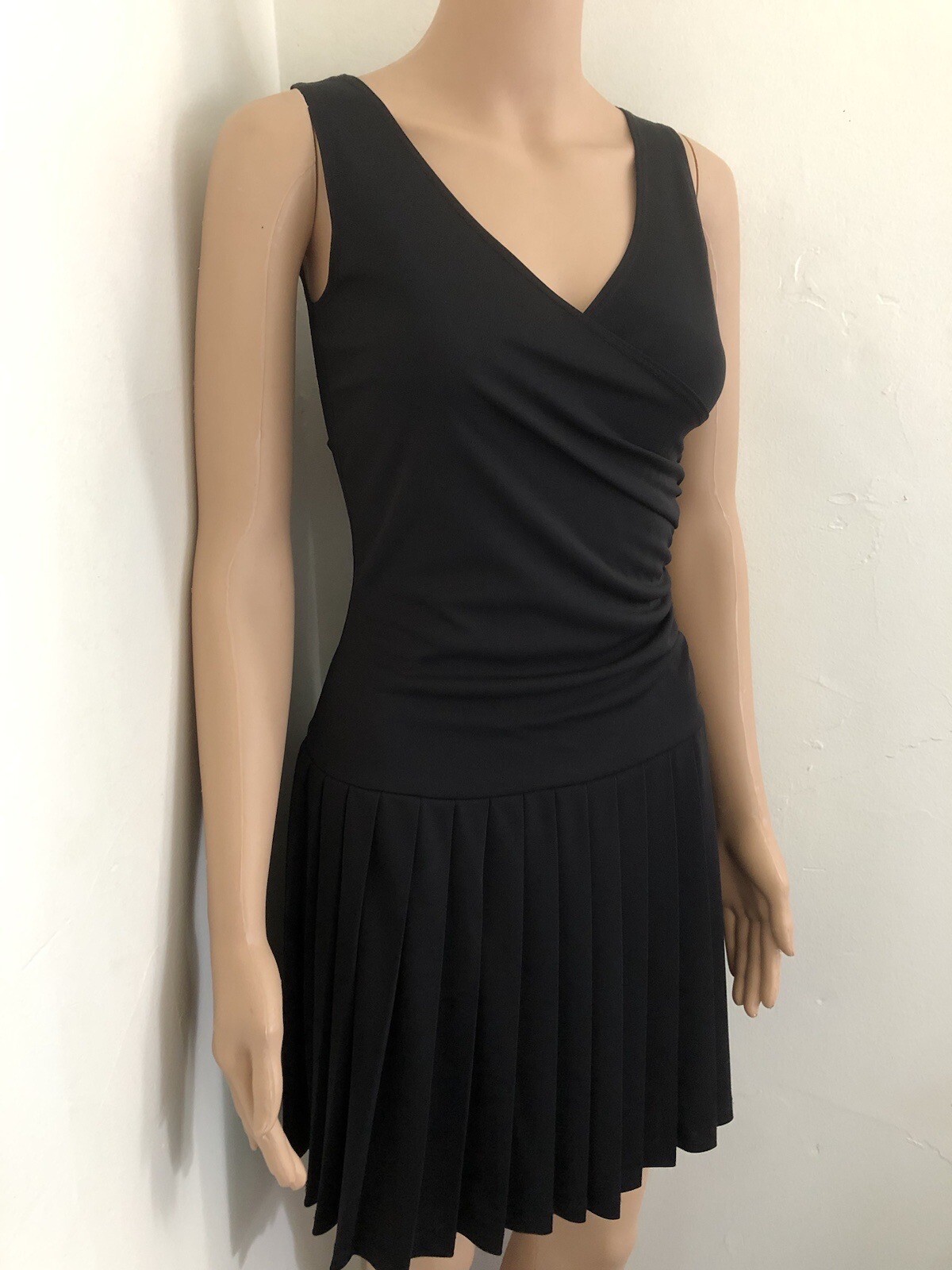 Vintage Taboo Crossover Black Lbd Y2k Drop Waist Pleated Skirt Dress