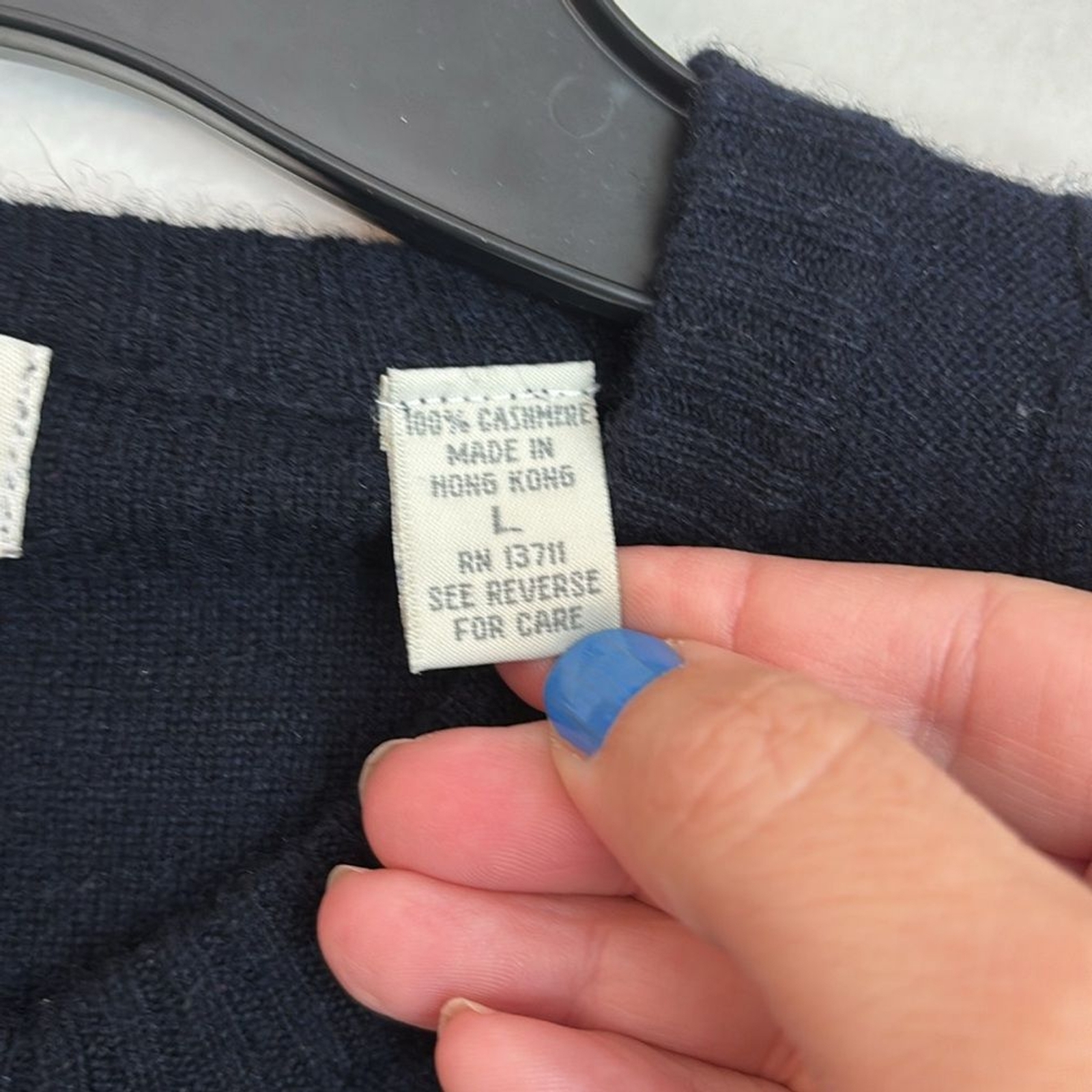 Vintage 100% Cashmere Women’s Classic navy blue full zip cable knit Sweater LG