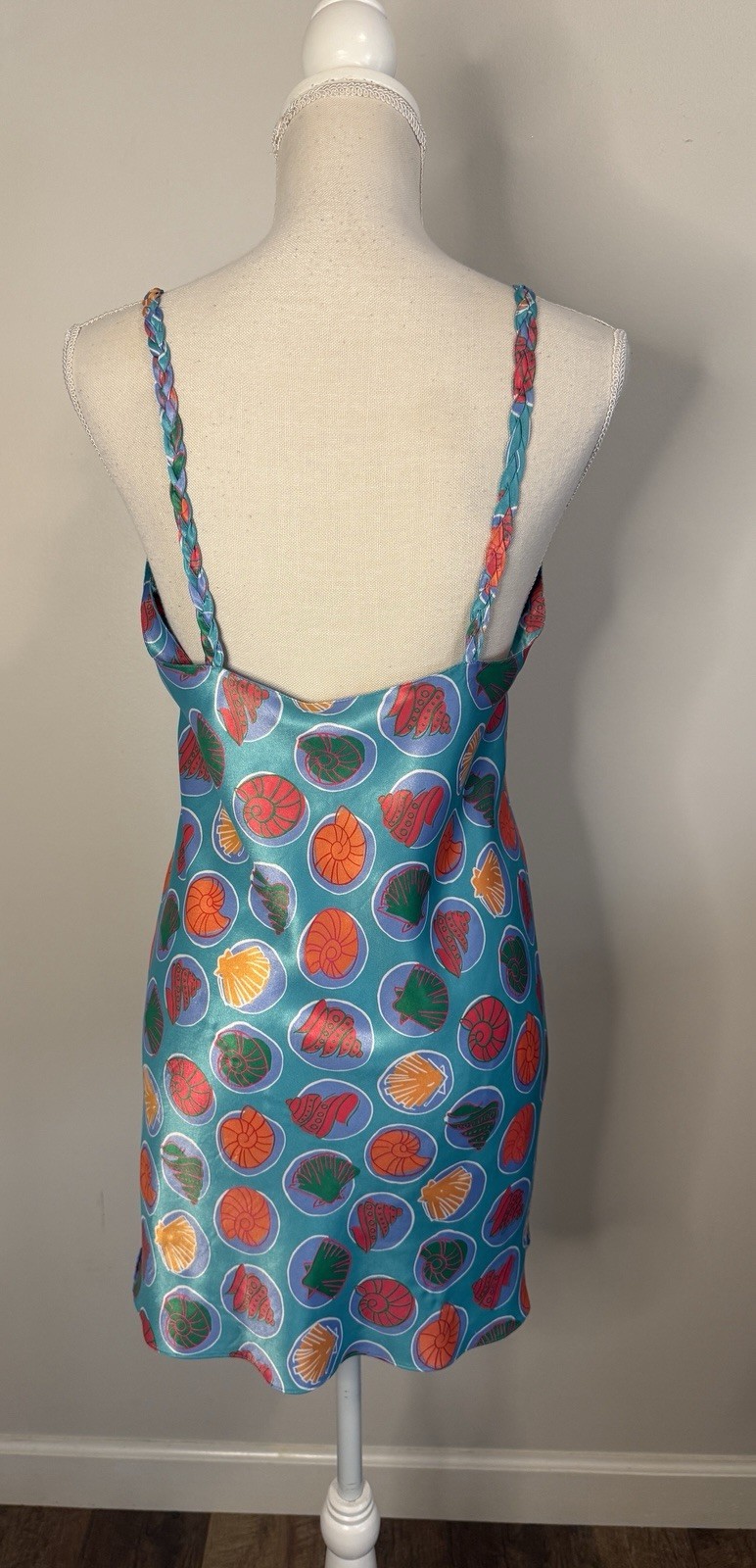Vintage Fantasies By Morgan Taylor Satin Seashells Slip Dress Sz M