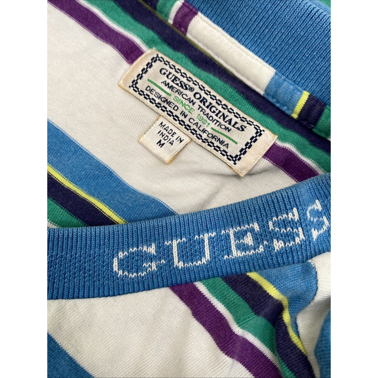 Guess Striped Short Sleeve Shirt Mens Medium 44 Chest