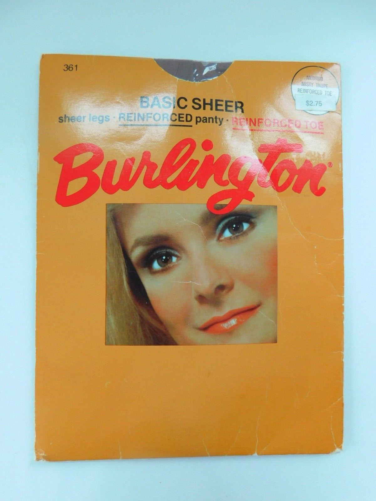 Pantyhose Vintage Burlington, Basic Sheer Sandalfoot, Taupe ,Size Medium