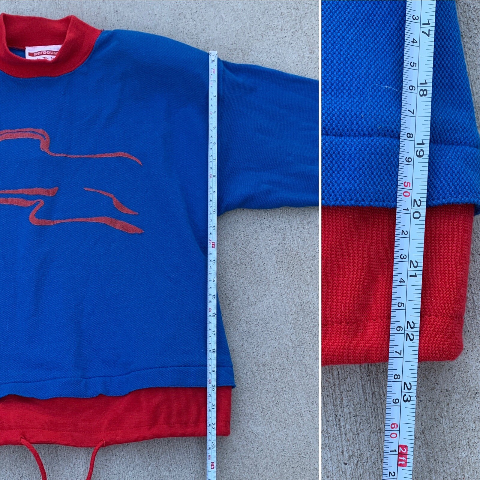 Vintage Parcours by Tan Jay Flag Graphic Sweatshirt Top 80s 1980s Original Tags