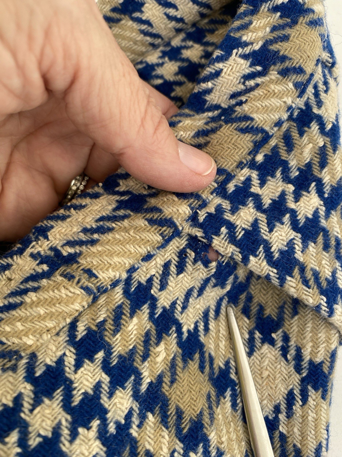 Vintage Handmade 50s S 100% Wool Pleated Full Skirt Blue Ivory Plaid