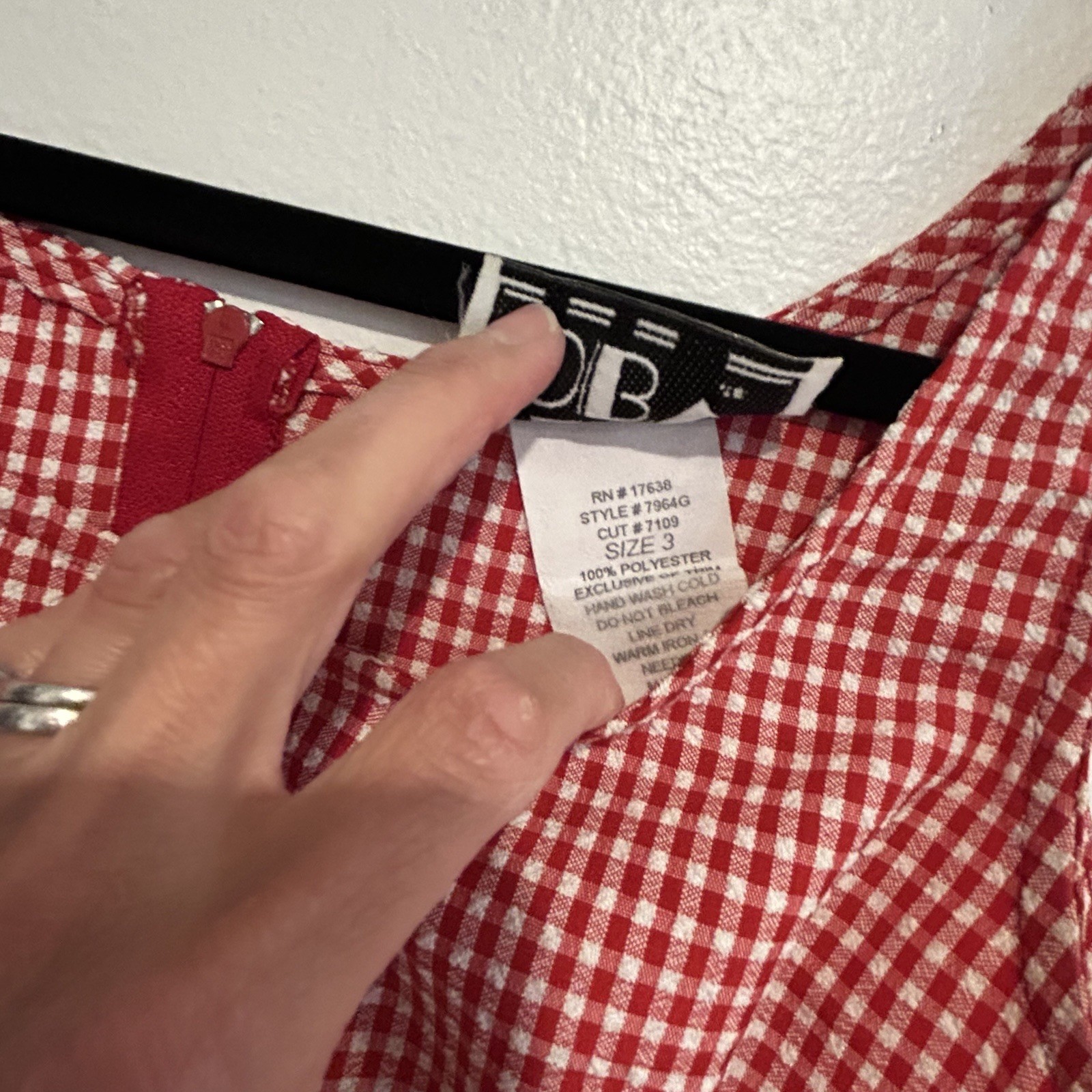 DBY 90’s Vintage Red Gingham Checked Mini Dress Retro Boho Chic Summer Dress S